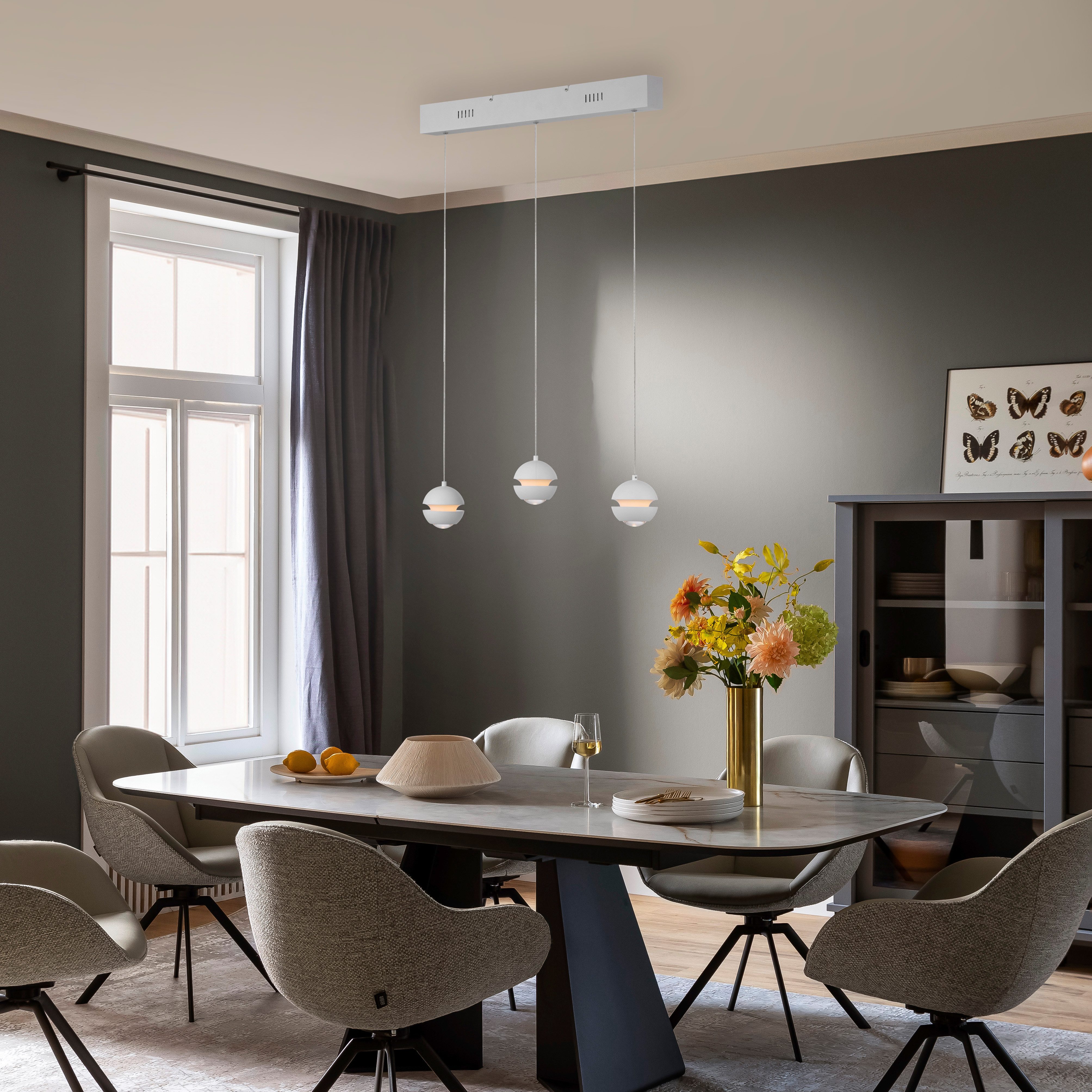 SCHÖNER WOHNEN-Kollektion LED Pendelleuchte LINI, Dimmfunktion, LED fest integriert, Warmweiß, SCHÖNER WOHNEN Kollektion, 3-Stufen Dimmer, Comfort-Lift