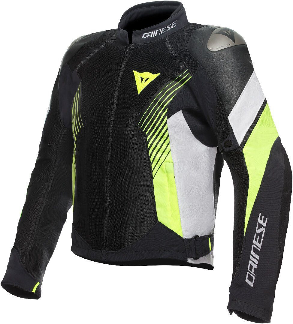 Dainese Motorradjacke Super 2 Yellow Motorrad Rider Absoluteshell Black/White/Fluo Textiljacke