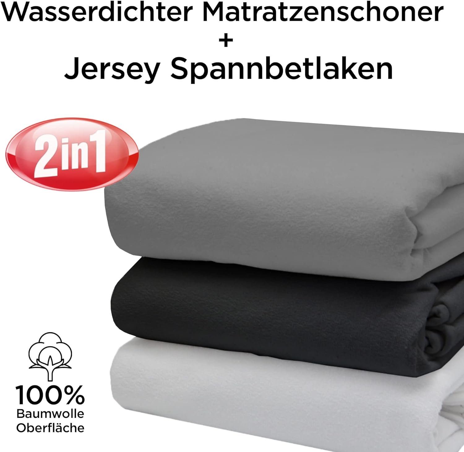 Matratzenschutzbezug Matrazenschoner mit Spannbettlaken 2in1 - Wasserdicht, Atmungsaktiv livessa, 2in1 wasserdicht & atmungsaktiv – Spannbettlaken + Matratzensc – Bild 4 von 5