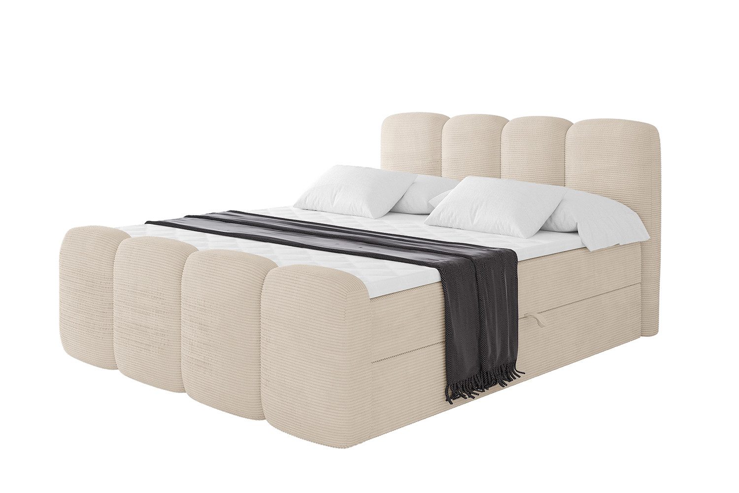 ALTDECOR Boxbett NINA-Z (Multipocket-Matratze H4, H3 Matratze Bonellfederung, Topper, Kopfteil), Doppelbett mit Fußteil