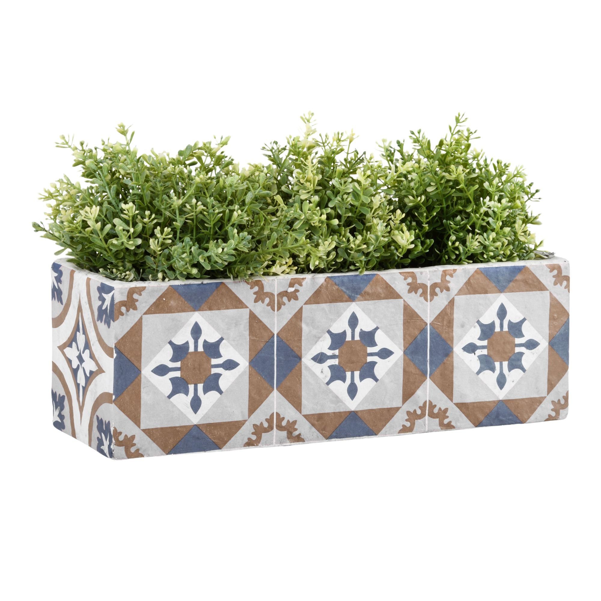 Esschert Design BV Blumentopf (1 St), Blumenkasten Portugiesische Kacheln 40x13,5cm Blumentopf Beton