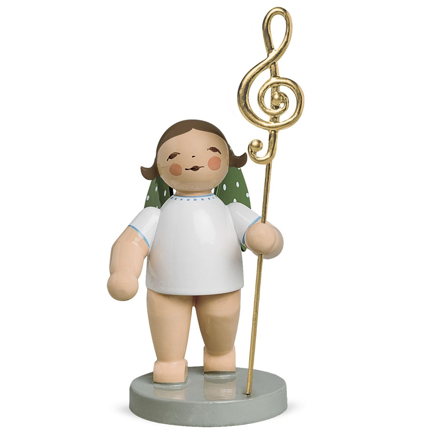 Wendt & Kühn Weihnachtsfigur Goldedition No 2 Musikus, Engel mit Notenschlüssel 650/115, Haarfarbe zufällig blond oder braun