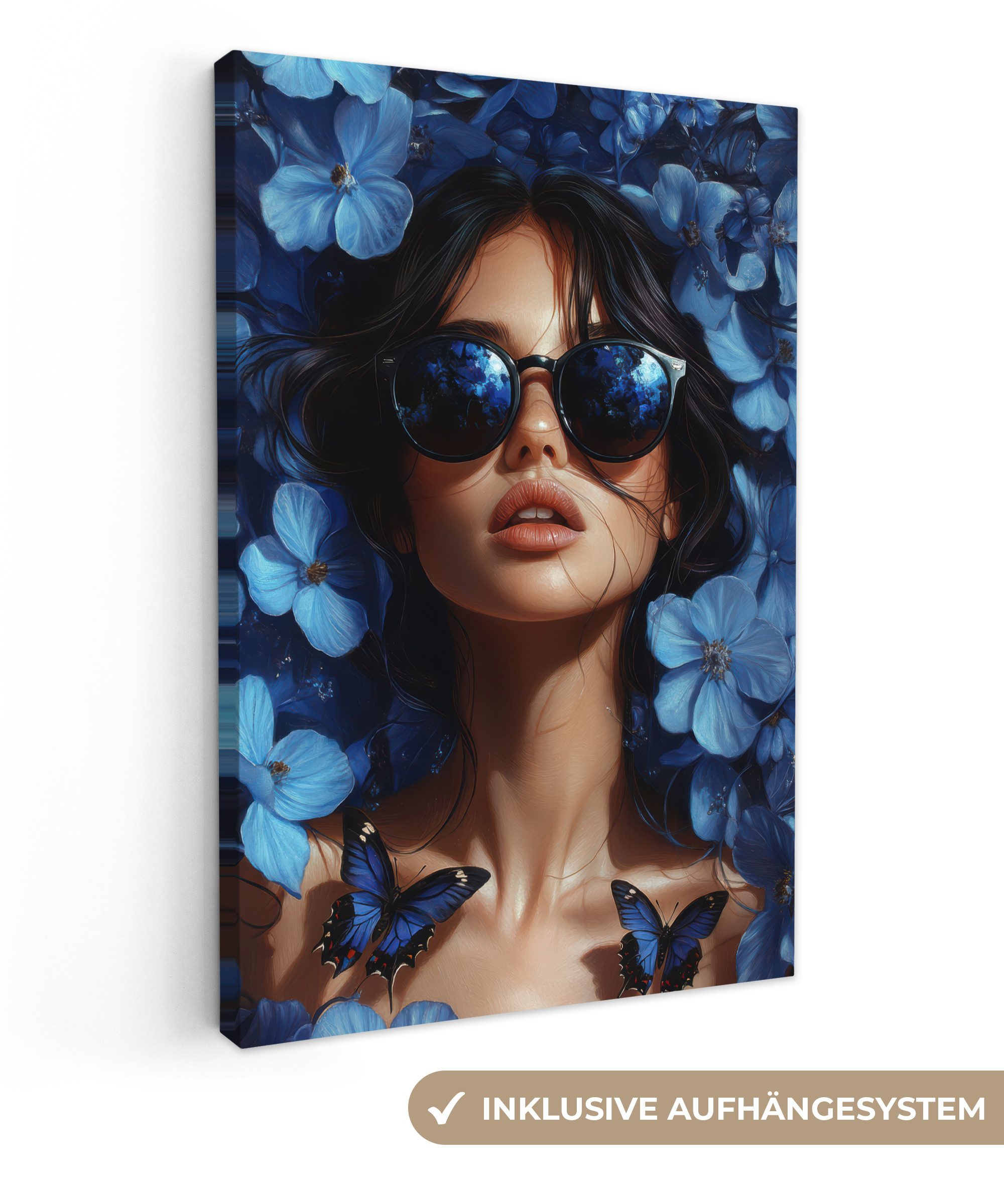 OneMillionCanvasses® Leinwandbild Frau - Blau - günstig online kaufen