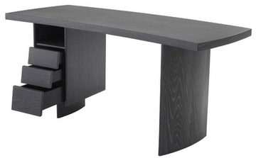 Casa Padrino Schreibtisch Luxus Massivholz Schreibtisch mit gebogener Tischplatte Anthrazitgrau 170 x 70 x H. 78,5 cm - Bürotisch - Computertisch - Luxus Büro Möbel