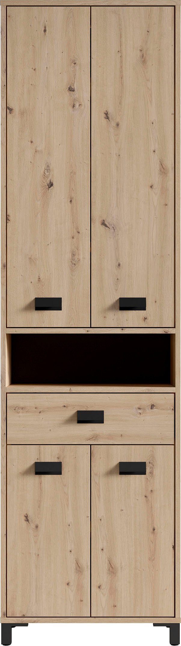 byLIVING Hochschrank Wellness Badezimmer Hochschrank mit 4 Türen und Schubkasten für viel Stauraum