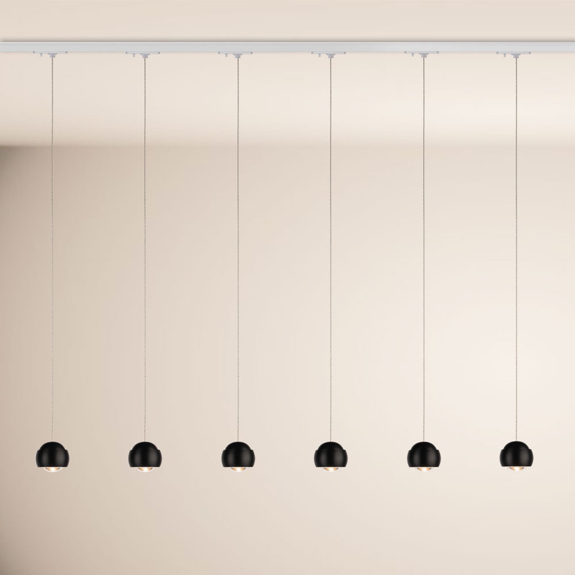 s.luce Pendelleuchte Beam LED 1-Phase-Schiene 200cm Esszimmerlampe Mitteleinsp. Schwarz, Warmweiß