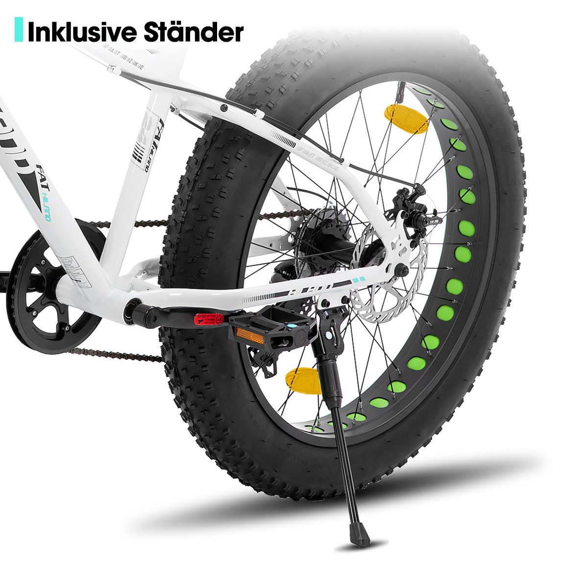 HILAND Fatbike 20 24 26 Zoll Kinder Fat Tire Fahrrad für Jungen Mädchen, Kinderfahrrad 7-Gang, Doppel scheibenbremse Kinder Mountainbike