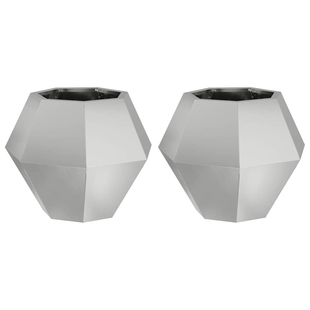 vidaXL Blumentopf Pflanzkübel 2 pcs Silber 50 x 50 x 40 cm Verzinkter Stahl (2 St)