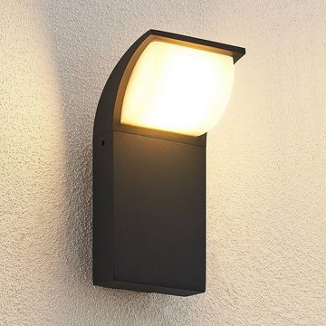 Lucande LED Außen-Wandleuchte Tinna, LED-Leuchtmittel fest verbaut, warmweiß, Modern, Aluminium, Polycarbonat, anthrazit, weiß, 1 flammig, inkl.