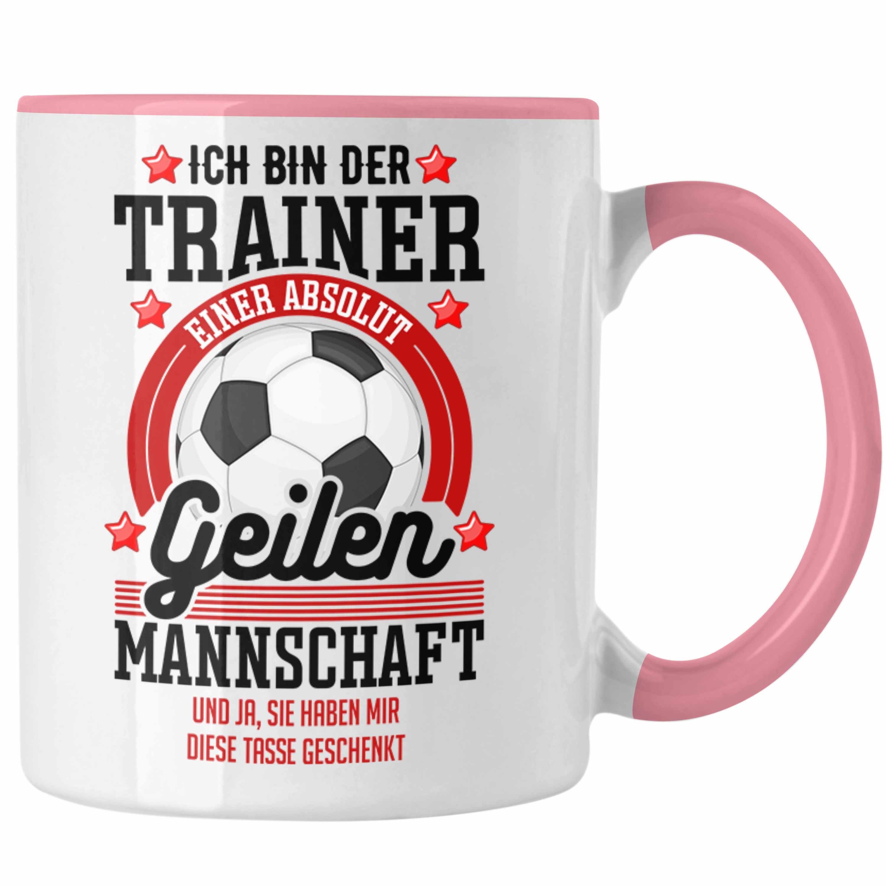 Trendation Tasse Trendation - Bester Fussballtrainer Geschenk Tasse Danke Fußball Coach Geschenkidee Geburtstag Weihnachten Rosa