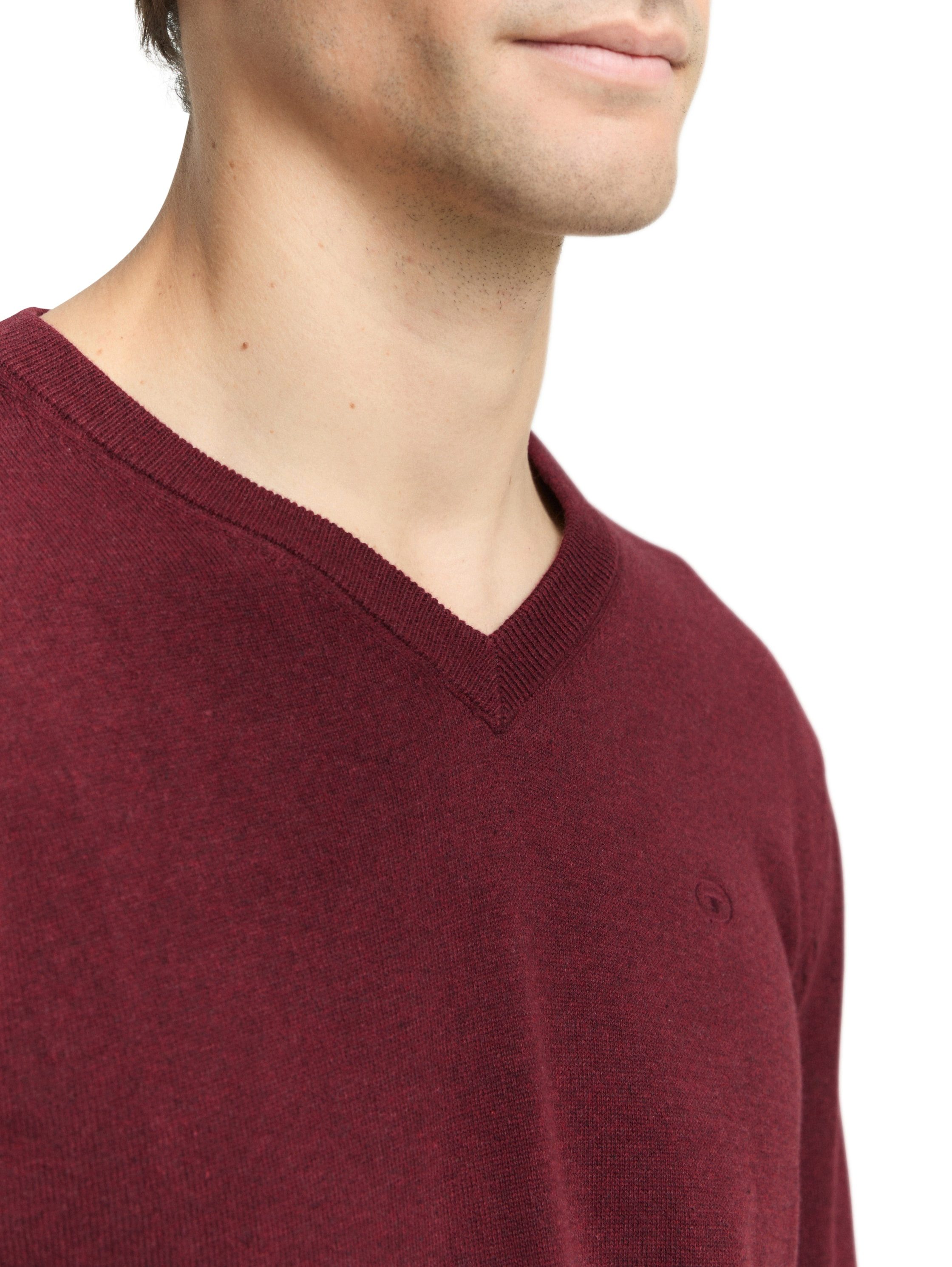 TOM TAILOR V-Ausschnitt-Pullover mit kleiner Logo-Stickerei