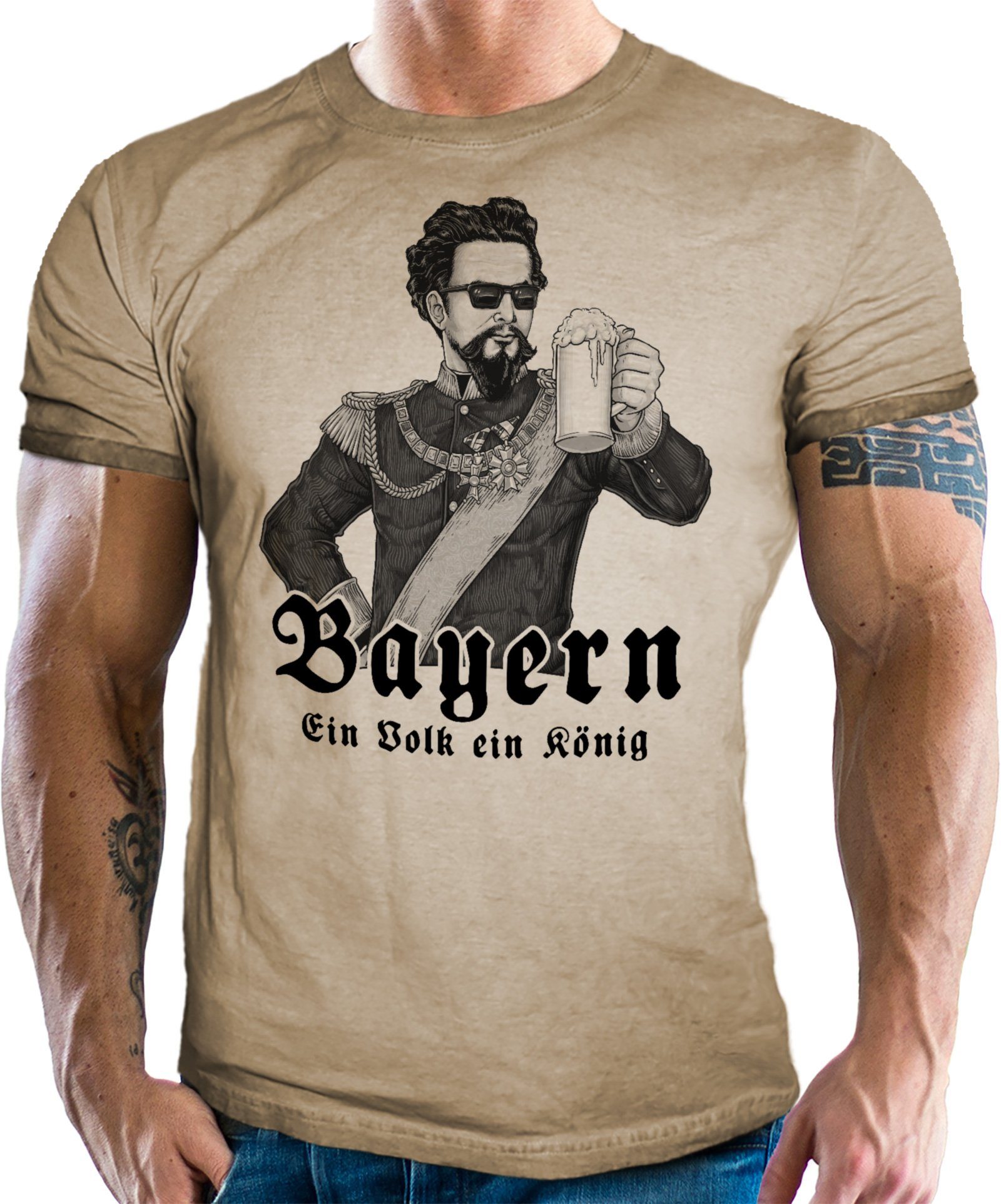 LOBO NEGRO® Trachtenshirt für echte Bayern und Trachten Fans: EIN Volk EIN König