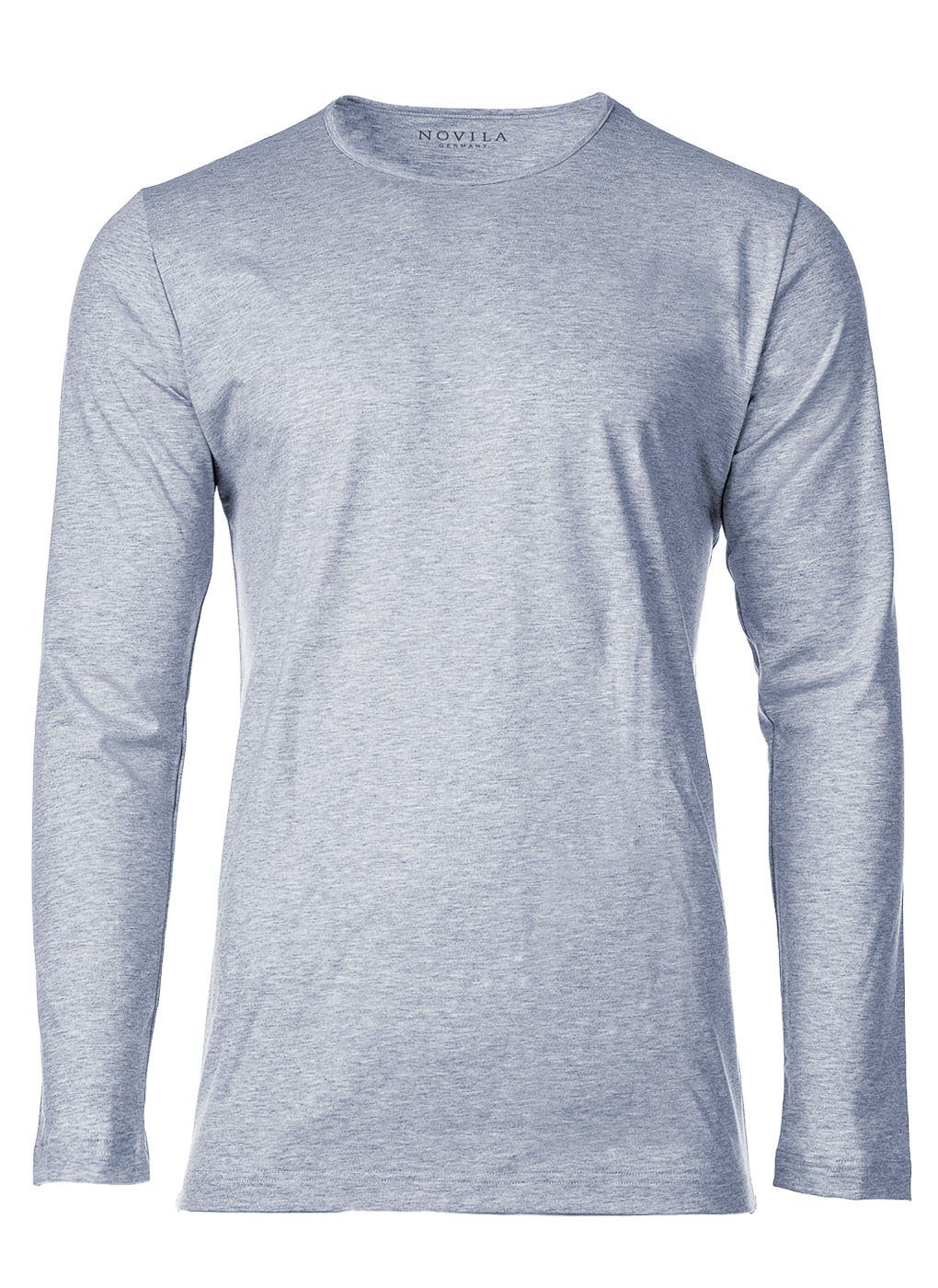 Novila Sweatshirt Herren Shirt, langarm - Loungewear, Rundhals, 1/1 Hellblau Melange