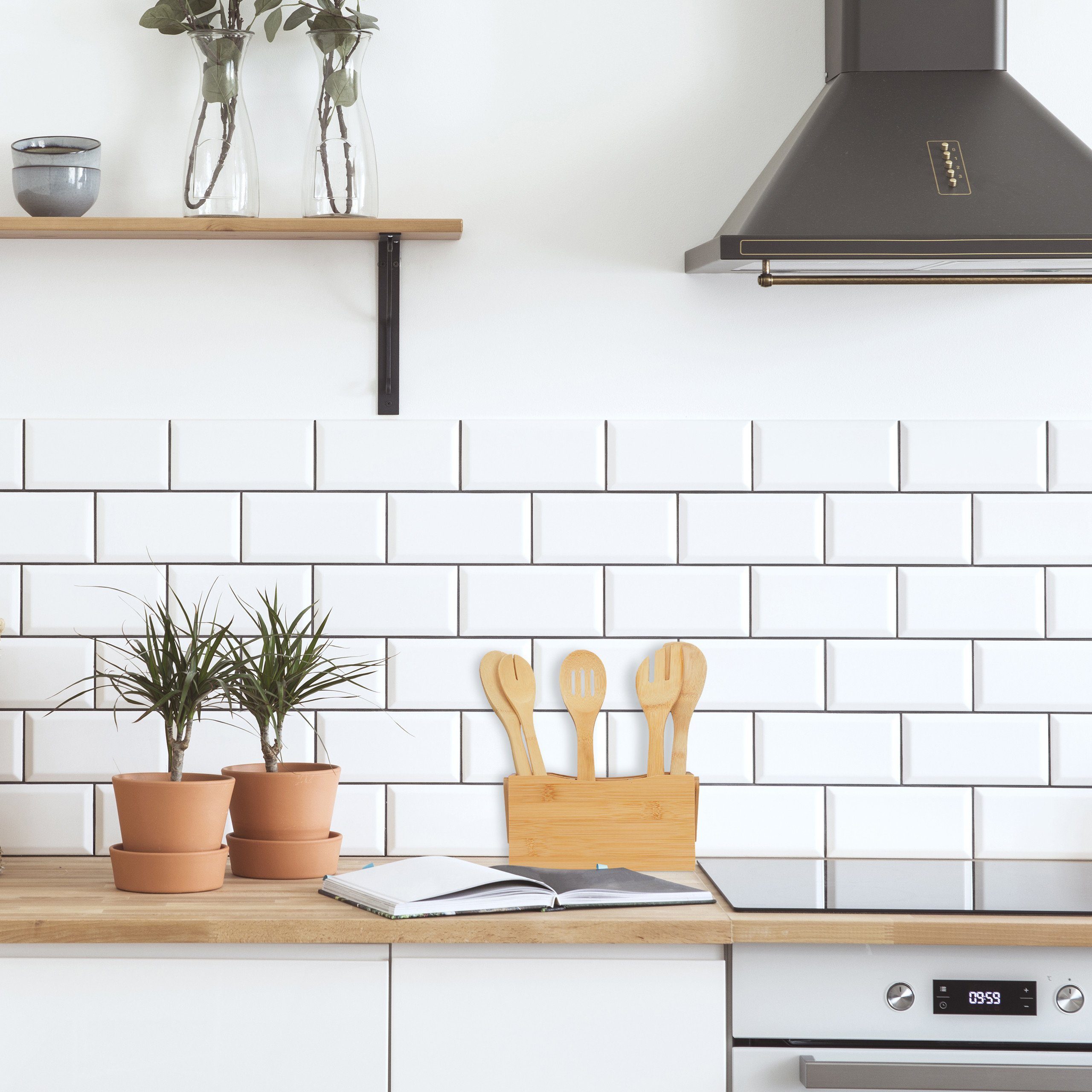 relaxdays Besteckhalter Bambus mit 4 Fäch günstig online kaufen