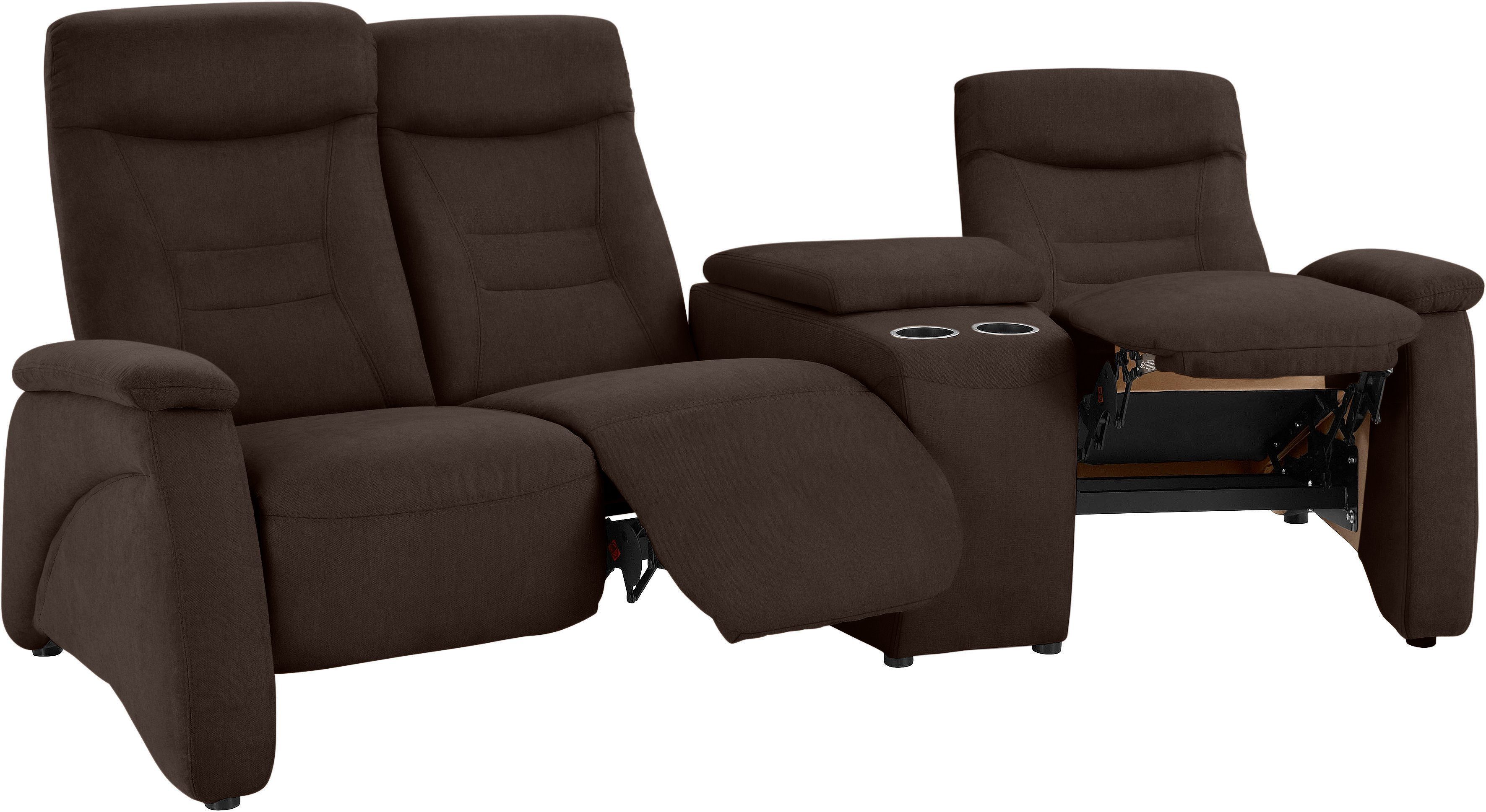 exxpo - sofa fashion 3-Sitzer Ascoli, Kinosofa mit hohem Sitzkomfort, bequeme Armlehnen, inkl. Relaxfunktion, Ablage und Staufach, hohe Rückenlehne