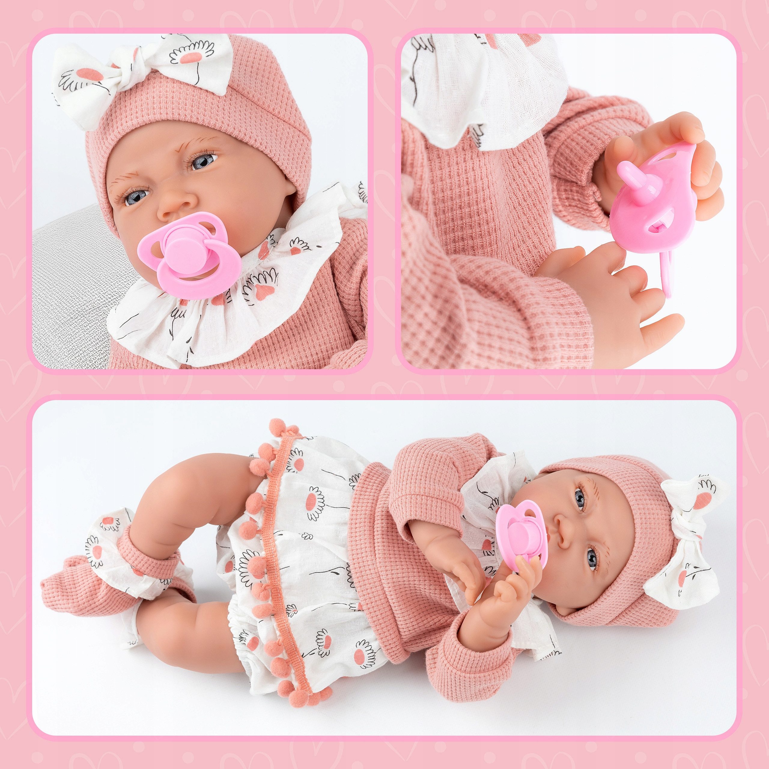 Kinderplay Dolls & Strollers Baby Doll Interactive Baby Doll 41 cm – Talks & With Pacifier – Realistic (Set)