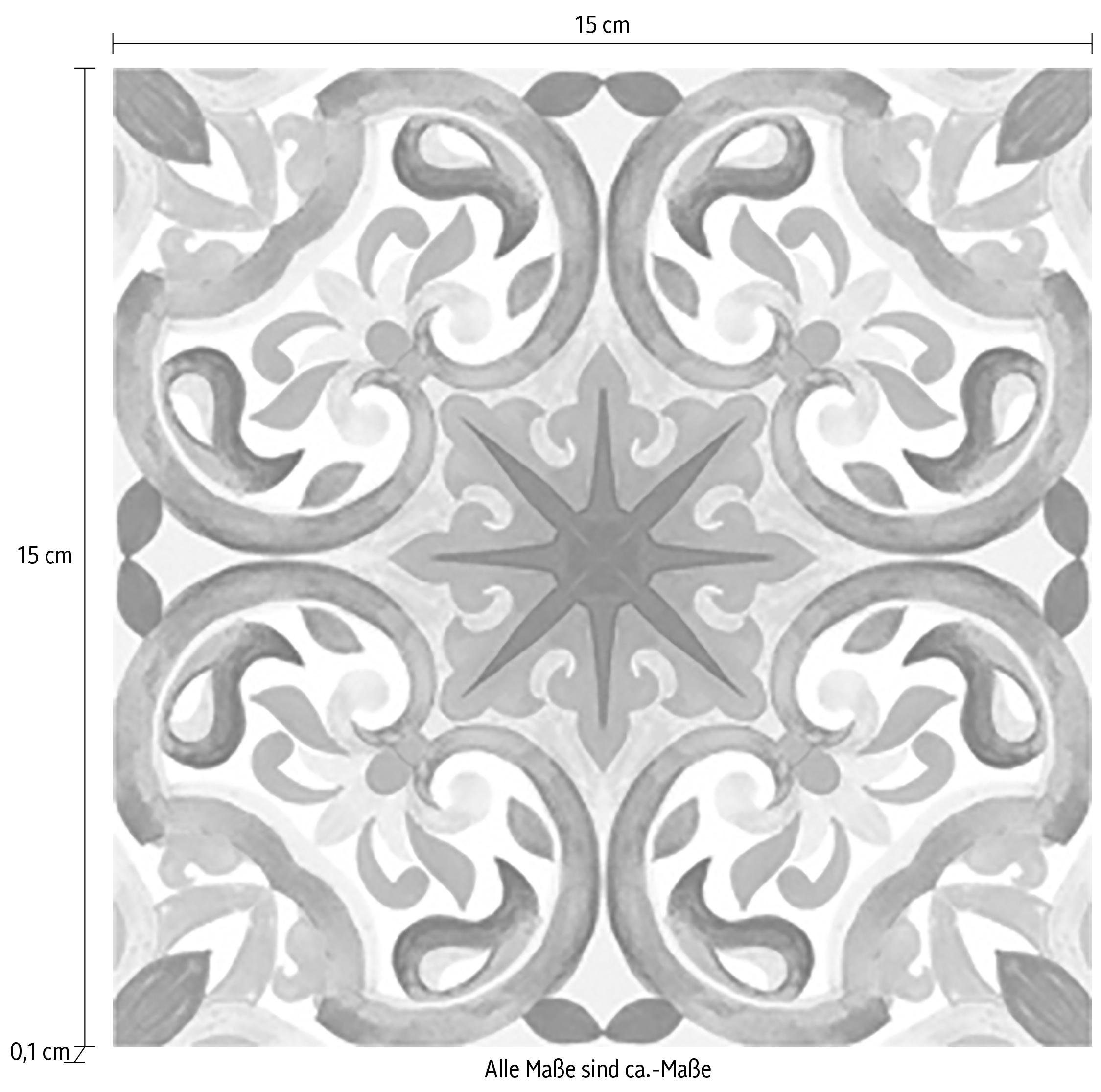 queence Fliesenaufkleber Ornament, Stickerfliesen, selbstklebend, Sticker, 12er Set