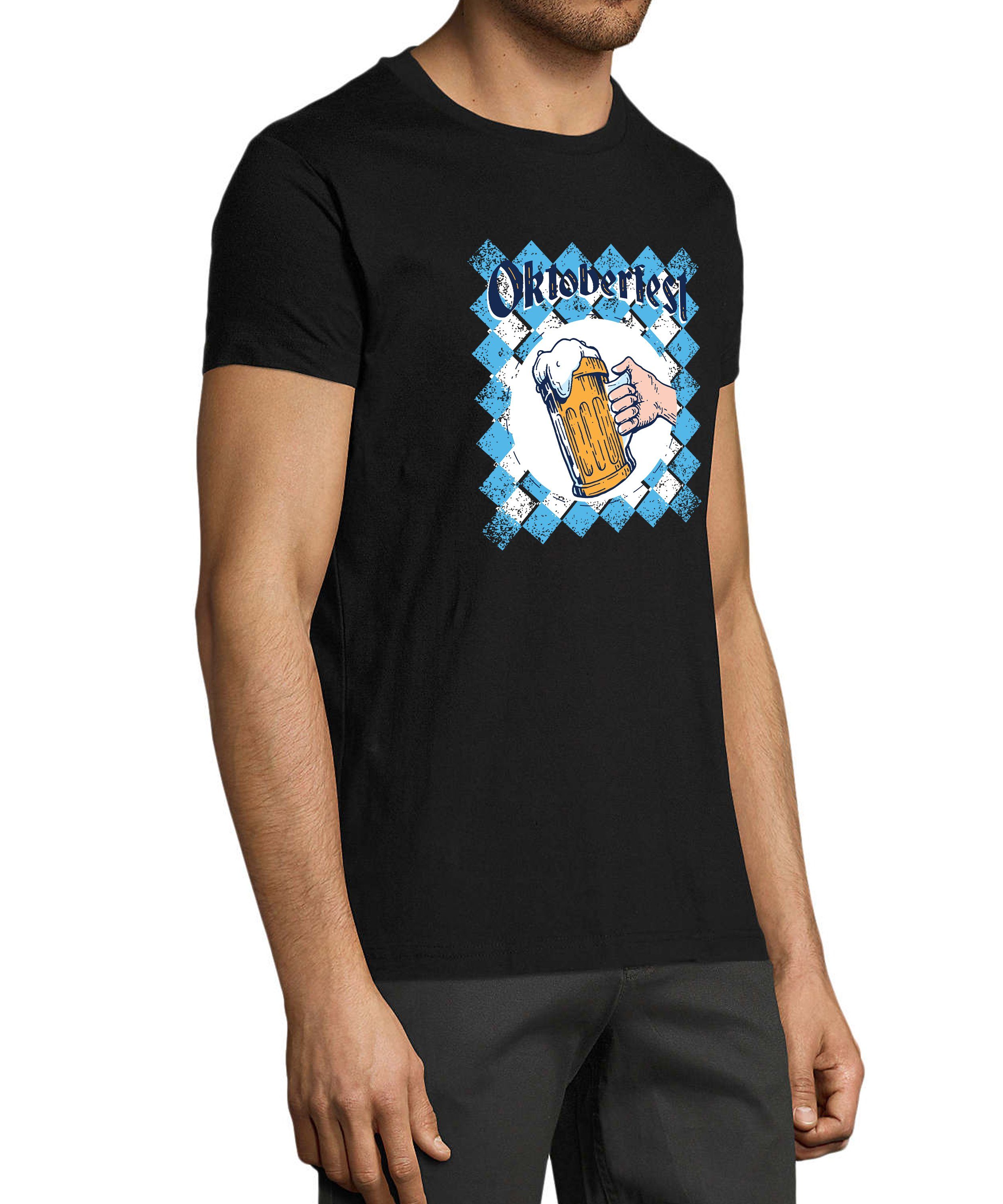 MyDesign24 T-Shirt Herren Regular i319 schwarz Oktoberfest T-Shirt Aufdruck Shirt Fit, Baumwollshirt - Trinkshirt mit Bierglas Print