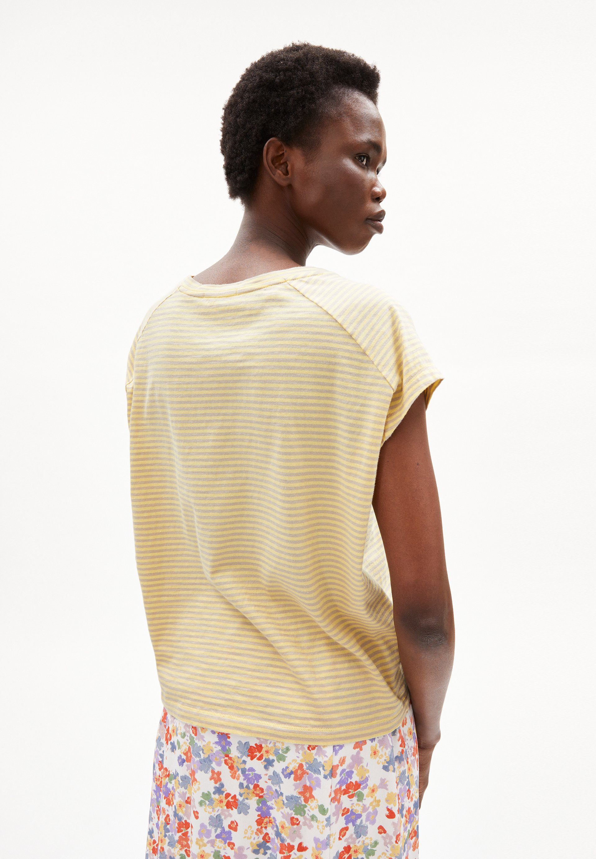 T-Shirt straw-light STRIPES Keine Details (1-tlg) Armedangels LOVELY desert ONELIAA Damen