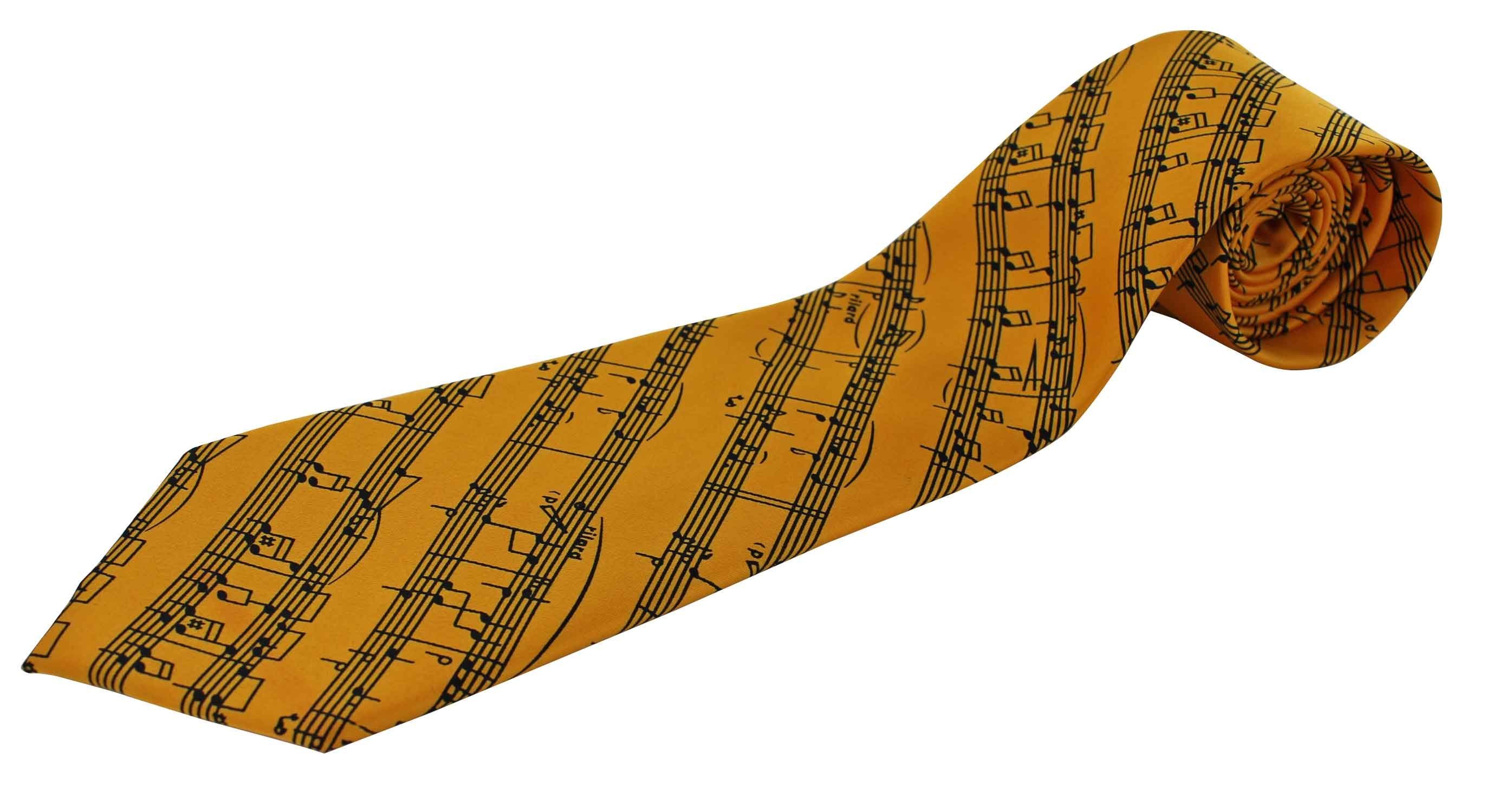 mugesh Krawatte Krawatte Notenlinien für Musiker gelb