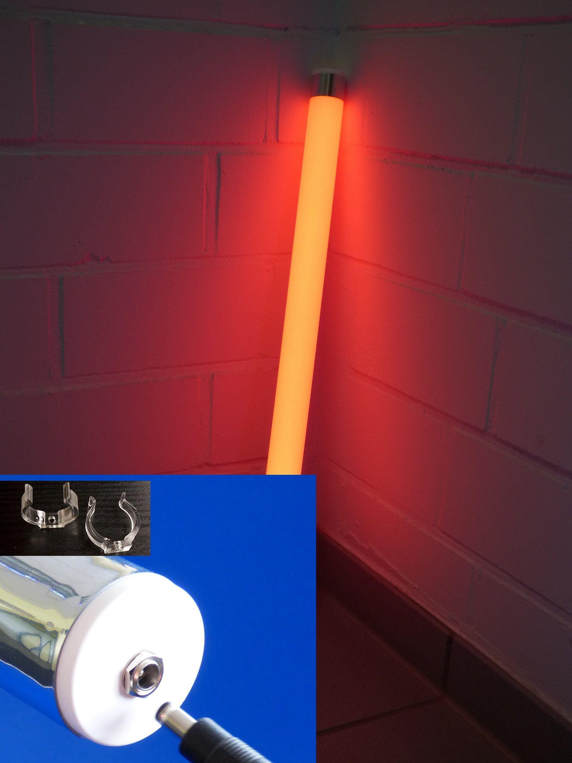 XENON LED Wandleuchte 9732 LED Leuchtröhre matt 12 Volt rot 1,53 m lang Ø 38 mm Stab Lampe, LED, Xenon / Rot
