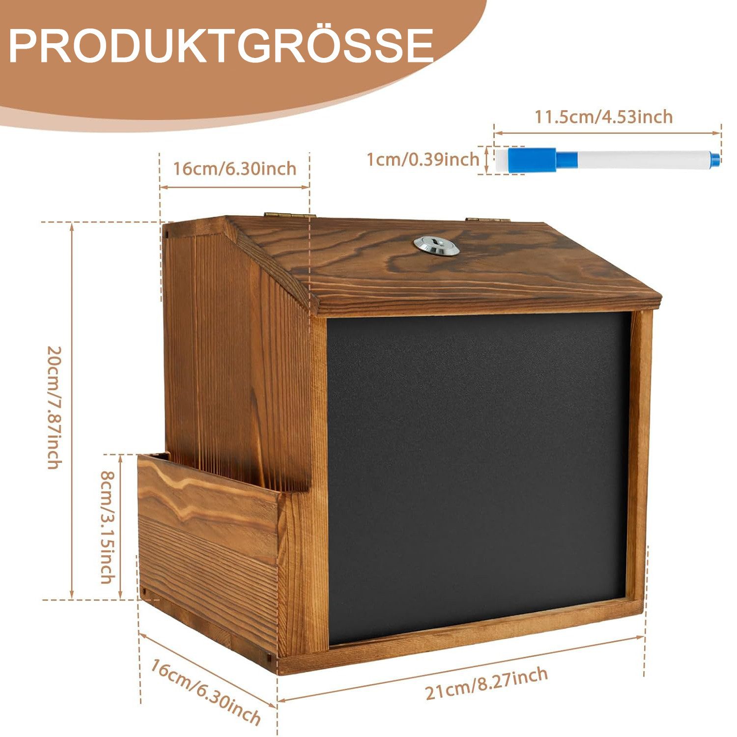 Refined Living Briefkasten Vorschlagsbox Abschließbar Briefkasten Holz Wand günstig online kaufen