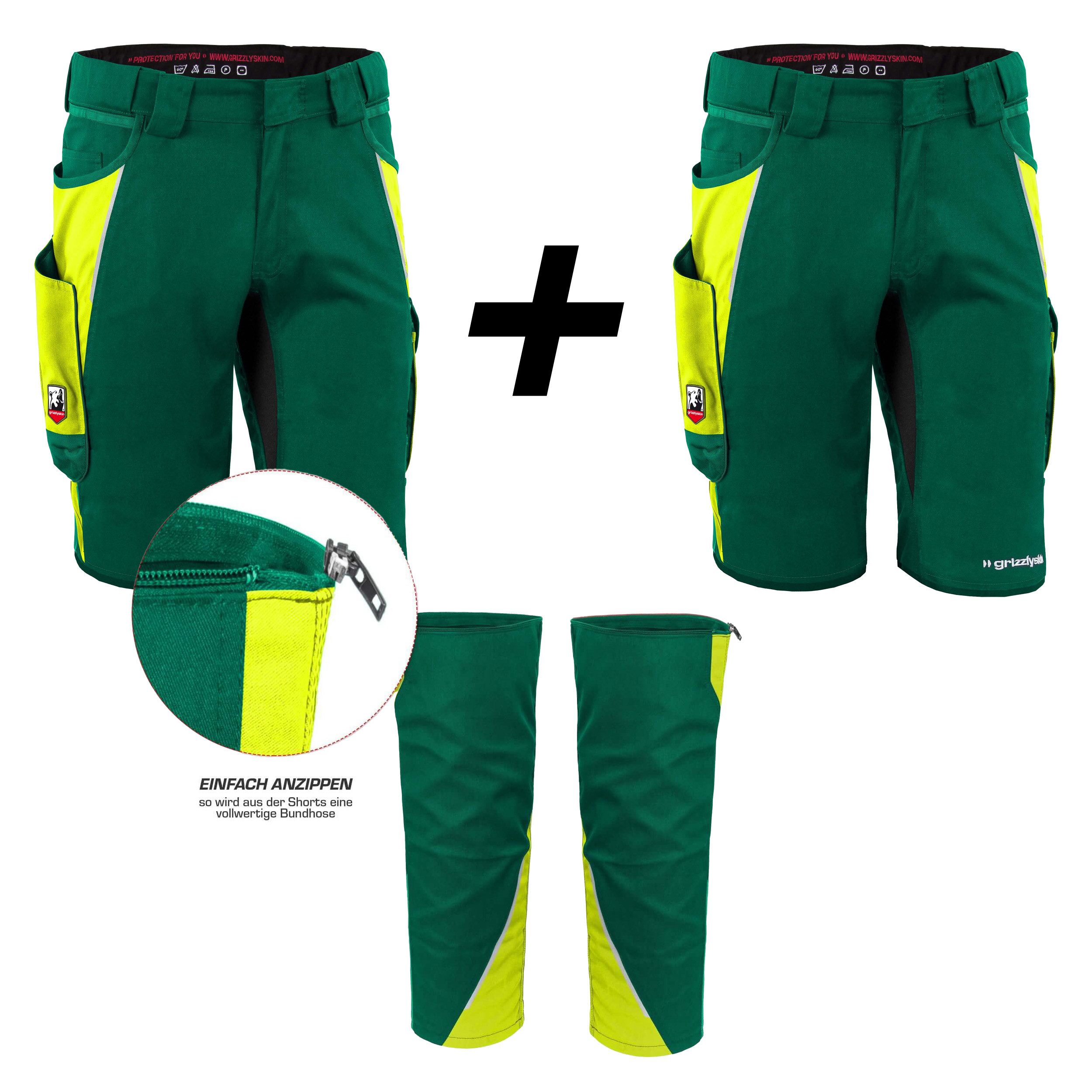 QUALITEX HIGH QUALITY WORKWEAR Arbeitsshorts RIESEN-BUNDLE 2x IRON Shorts + Beinlinge - Lyocell, Cordura & Stretch (3-tlg) modern kurze Arbeitshose - 13 Taschen - Strapazierfähig - Atmungsaktiv