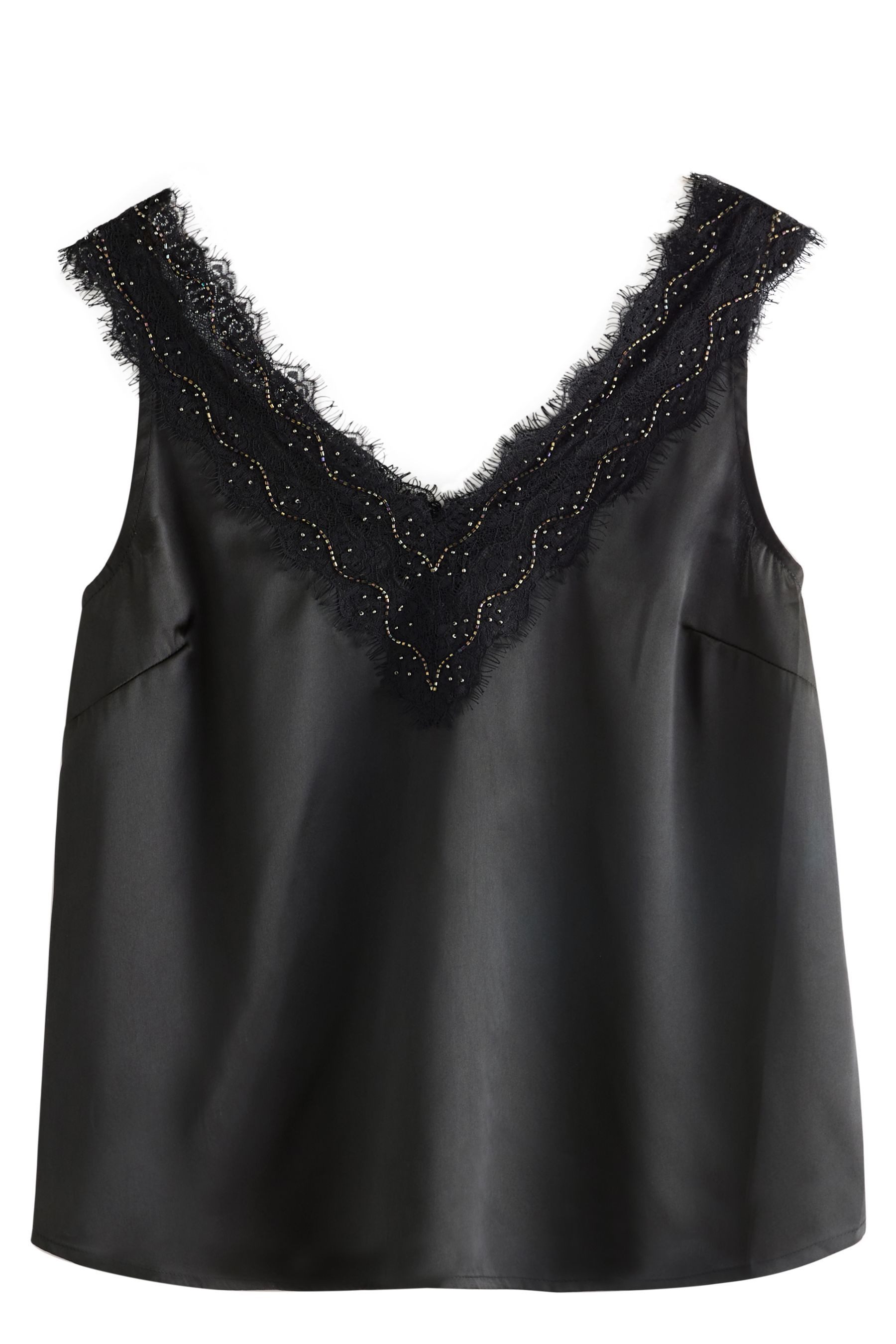 Next Blusentop Cami-Trägertop mit Spitze und Perlchen (1-tlg) günstig online kaufen