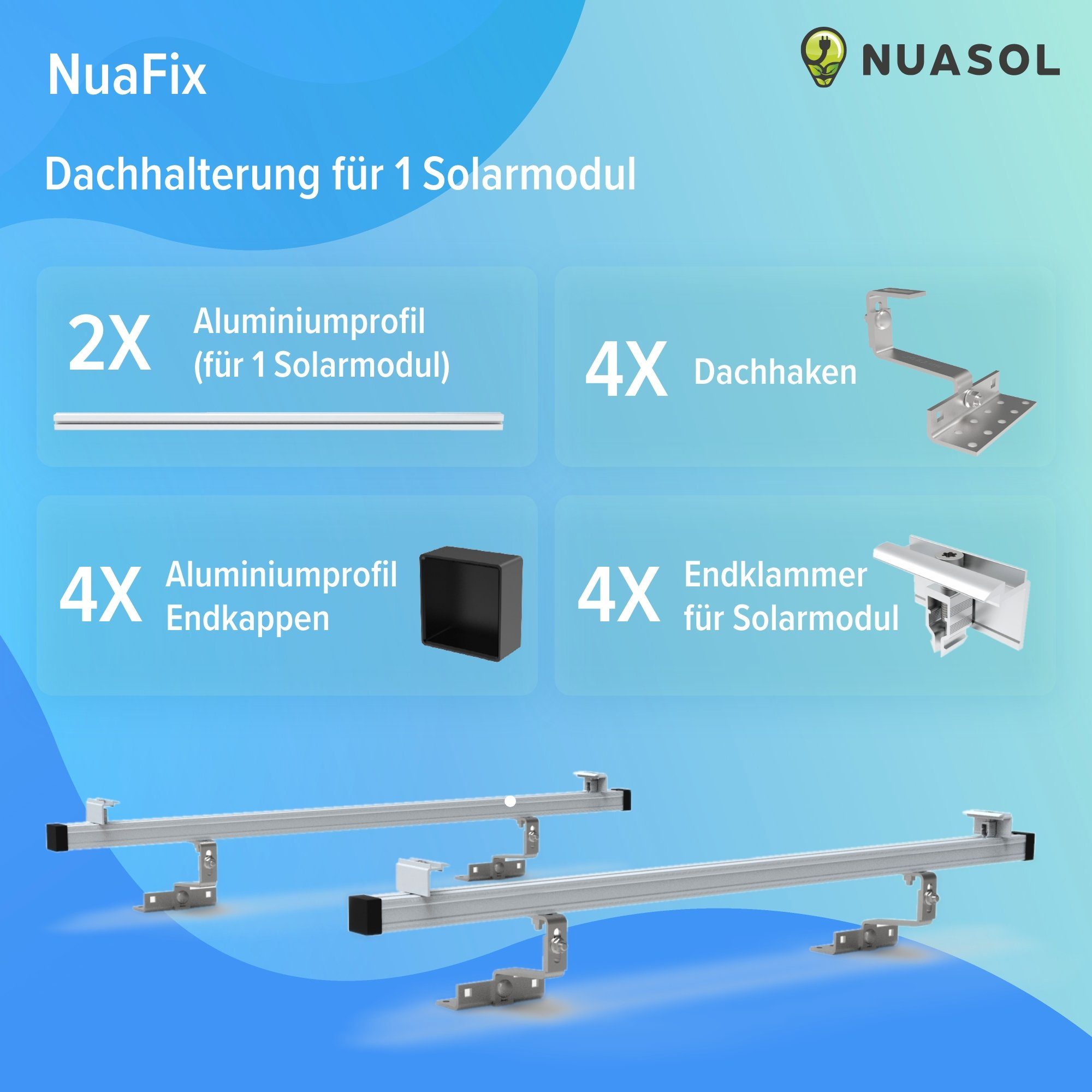 NuaSol Solarmodul-Halterung Ziegeldach Photovoltaik Befestigung, (für 1 Solarmodule) – Bild 4 von 5