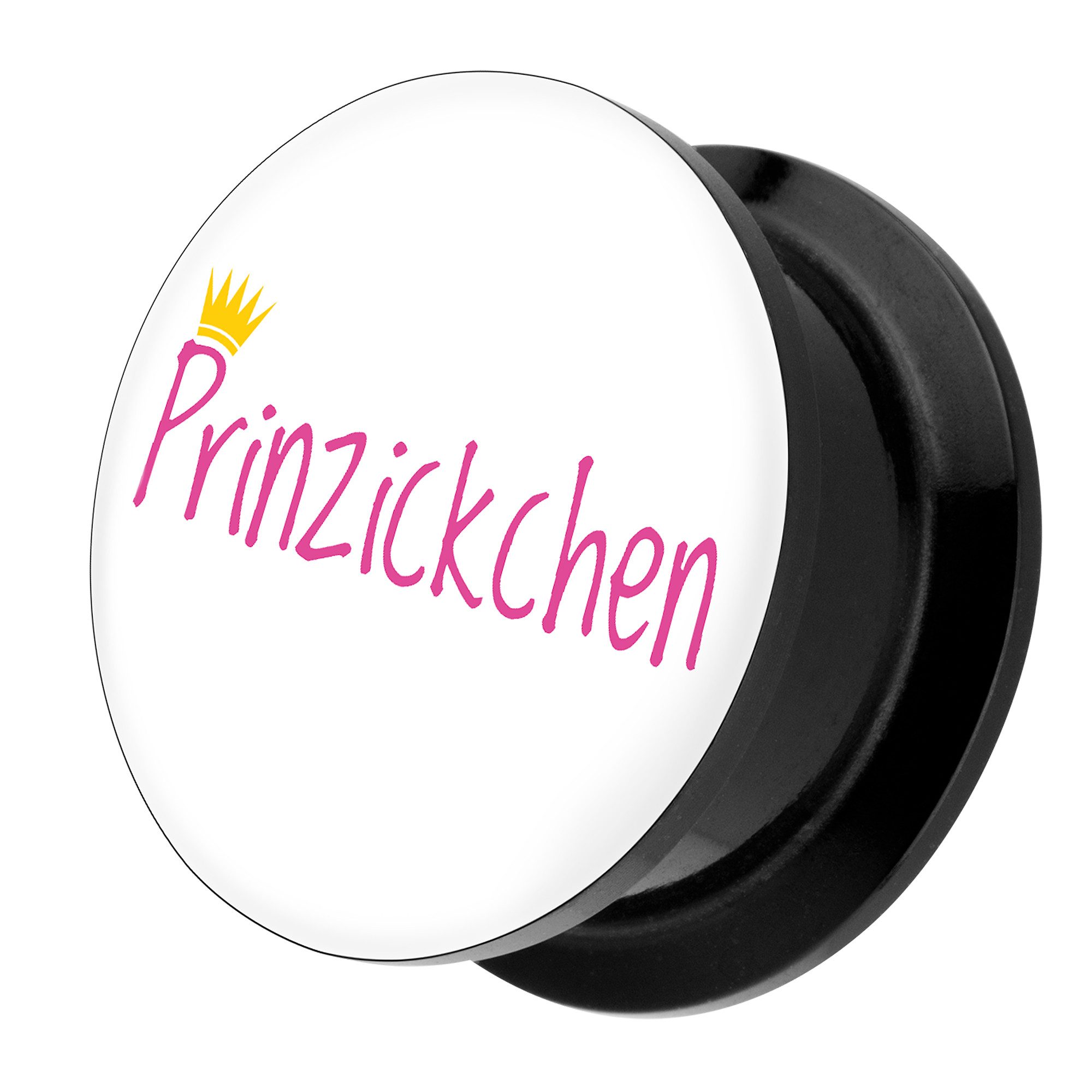 Taffstyle Plug Picture Ohr Tunnel Gewinde Plug Motiv Prinzickchen Weiß 6mm, Ohrpiercing Ohr Ear Flesh Tunnel Plug Piercing