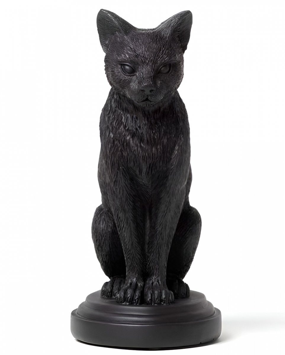 Horror-Shop Dekofigur Gothic Katze als Geschenkide Schwarz Kerzenständer