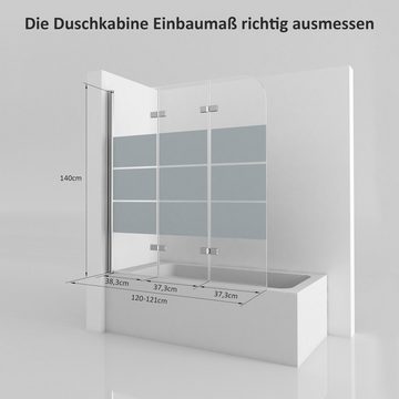 Boromal Badewannenaufsatz Duschwand für Badewanne 120x140cm 3-teilig Faltbar Badewannenfaltwand, Ein Hebe-/Senkmechanik ermöglicht eine leichte Türführung, Nano
