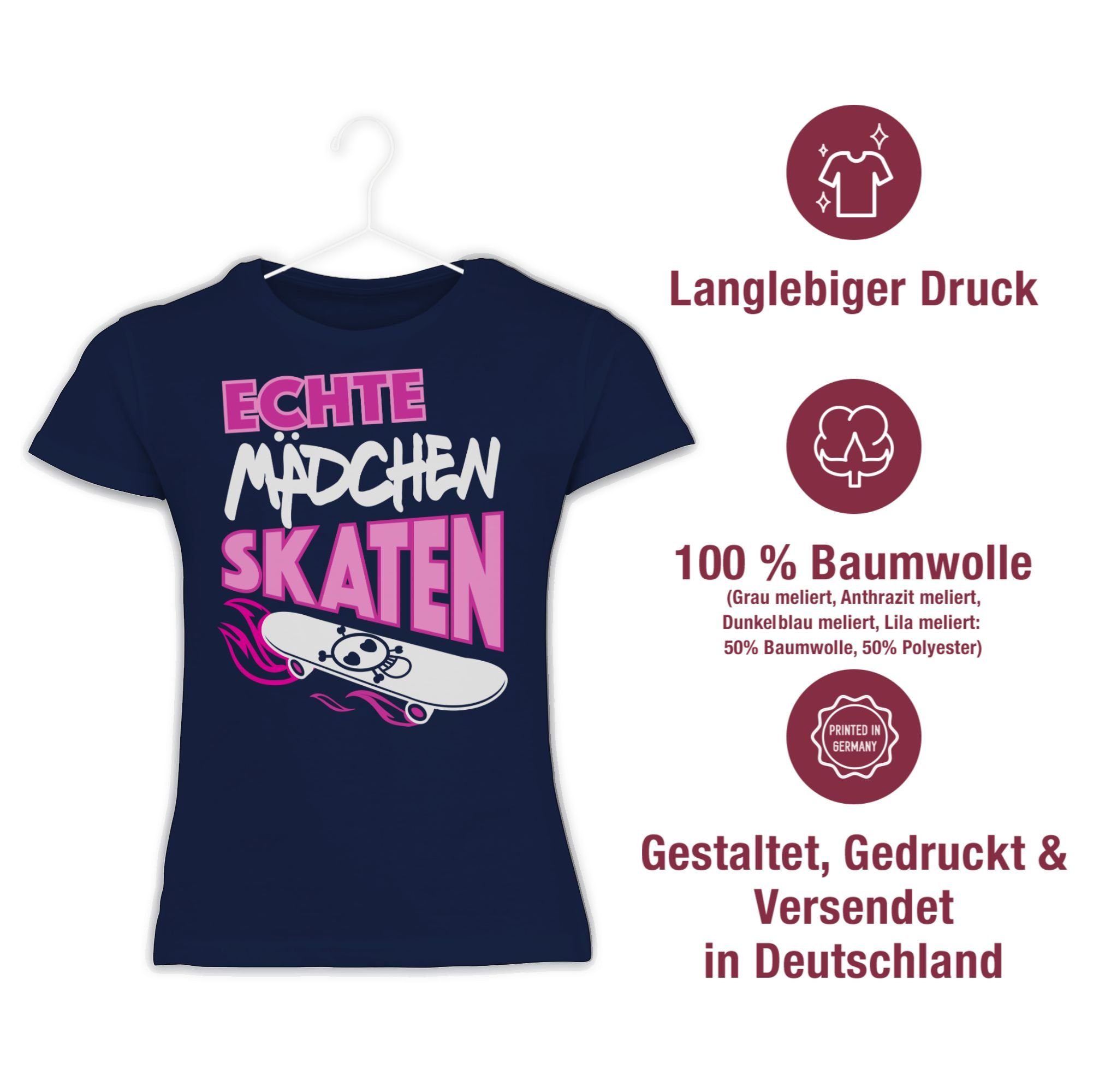 T-Shirt skaten Mädchen Dunkelblau Co Kinderkleidung Shirtracer Echte 2 und