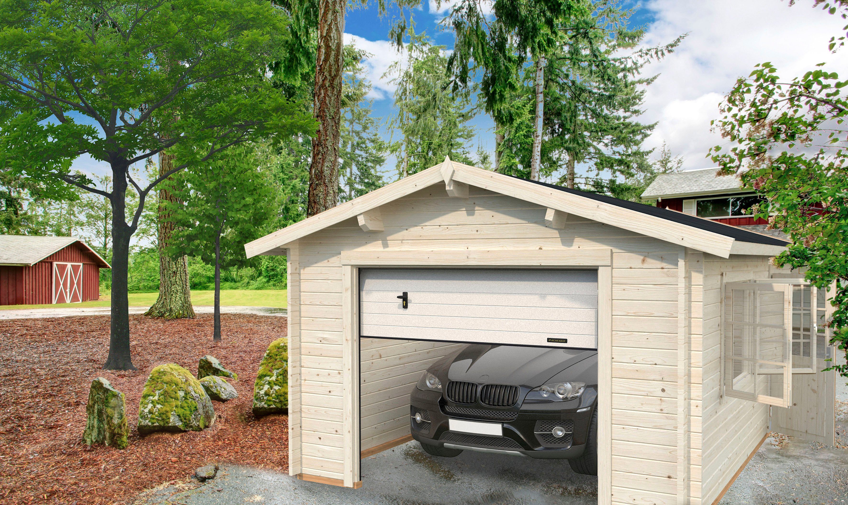 Palmako Garage Roger, BxTxH: 426x598x276 cm, mit Sektionaltor, transparent