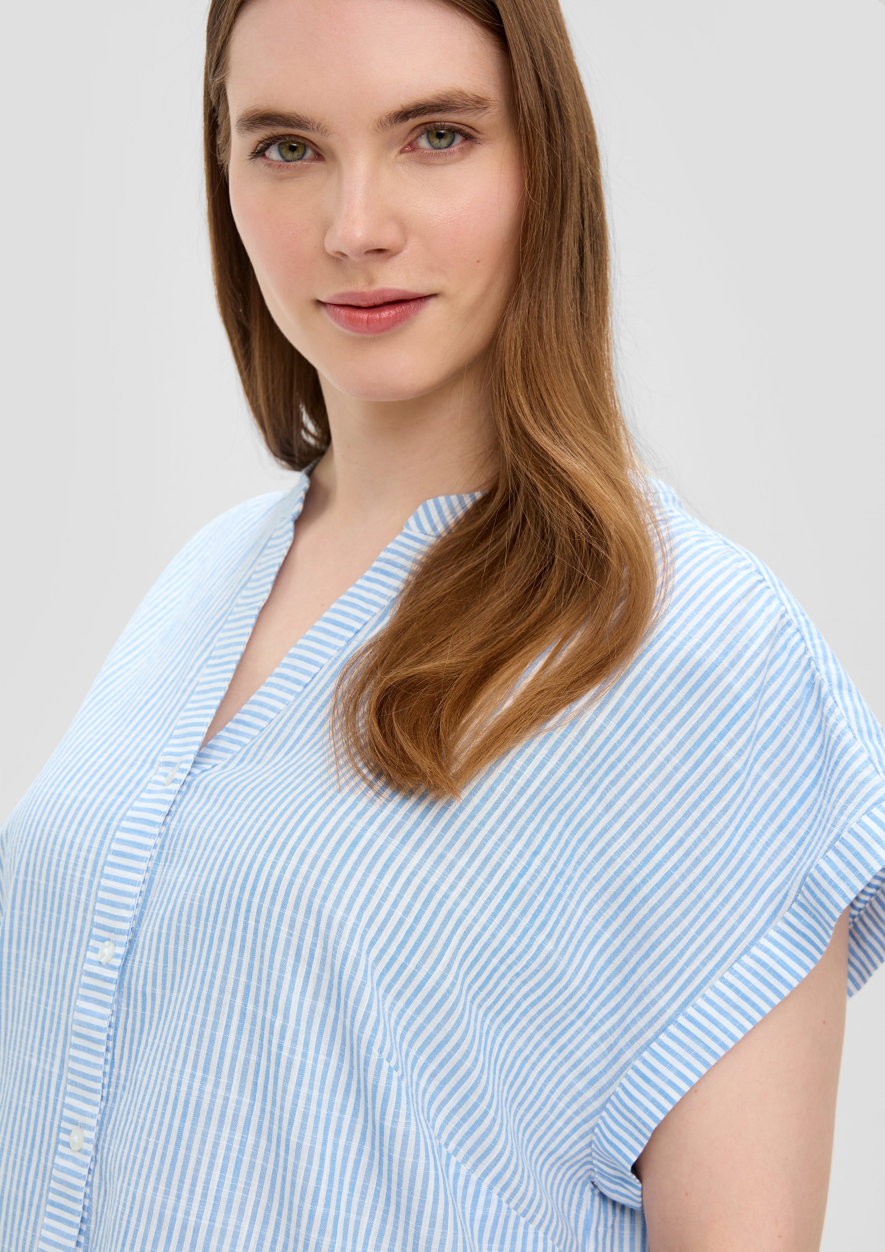 s.Oliver Kurzarmbluse Baumwoll-Bluse mit Tunika-Ausschnitt und günstig online kaufen