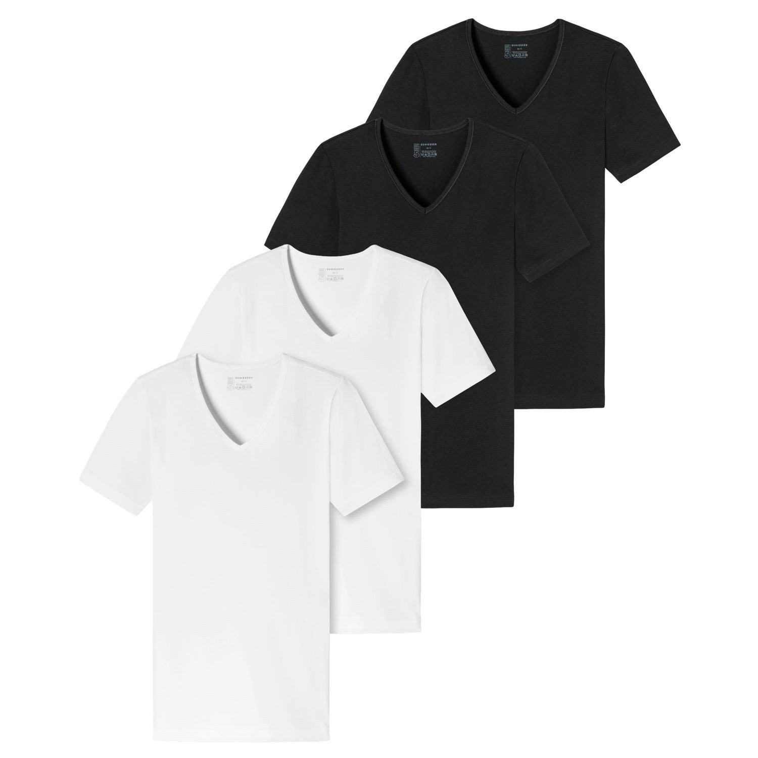 Schiesser T-Shirt V-Ausschnitt, kurzarm, im 4er günstig online kaufen