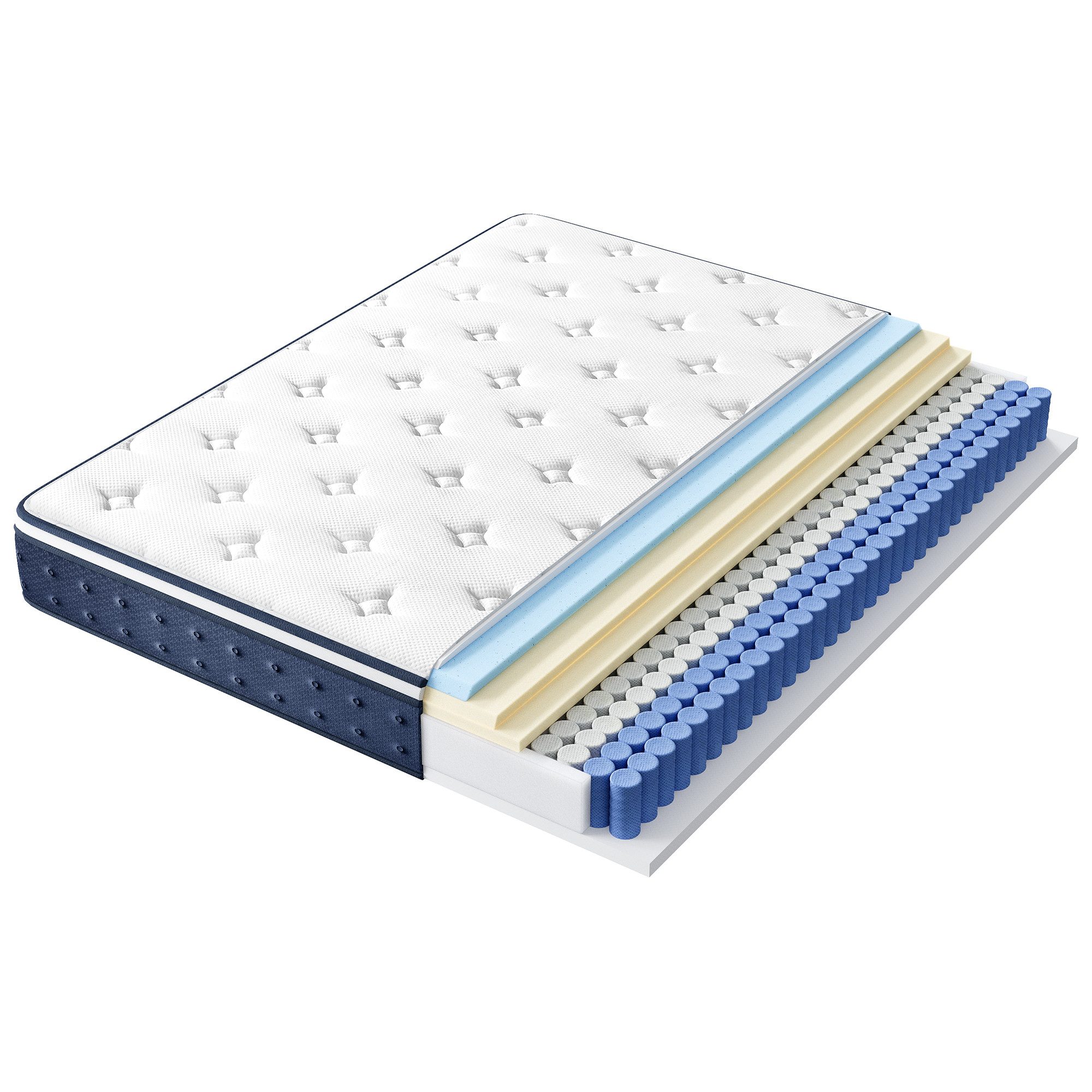 Taschenfederkernmatratze Federkernmatratze, VASAGLE, 20 cm hoch, Matratzen aus Gel-Memory-Schaumstoff, mittelfest, Kühlend