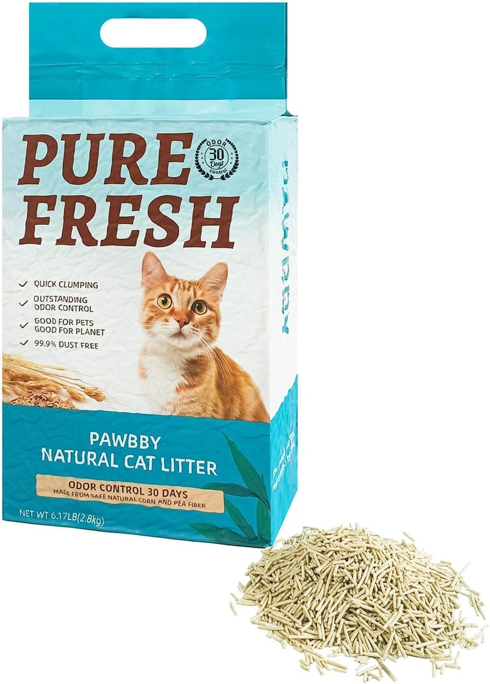 PAWBBY Katzenstreu Katzenstreu aus Natürlichen Pflanzen (2,8 kg), Klumpenbildungsfähigkeit, 0% Ton, 0% Formaldehyd, 99% Staubfrei