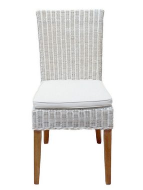 soma Sessel Esszimmer Stühle Rattanstühle Wintergarten Cardine 6 Stück weiß mit/oh, Stuhl Sessel Sitzplatz Sitzmöbel