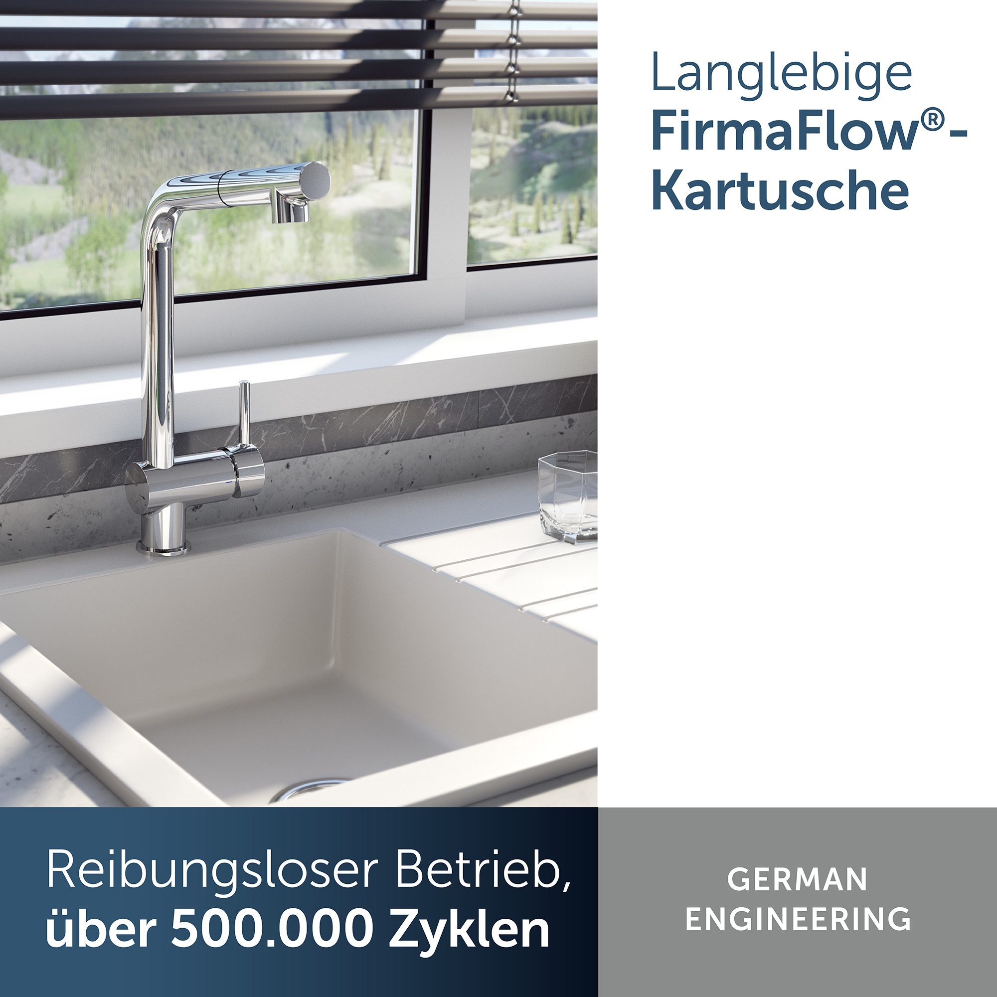 Ideal Standard Küchenarmatur Alero FirmaFlow® Kartusche, Wassersparend, mit herausziehbarer Handbrause