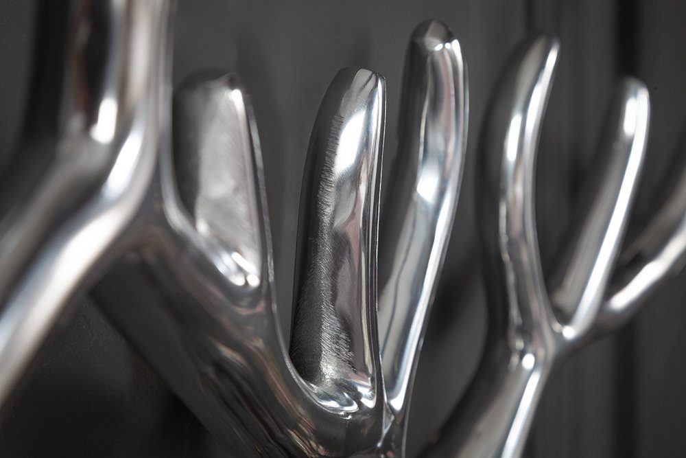 riess-ambiente Wanddekoobjekt VEADO 100 cm silber Aluminium - modern, Hirschoptik, Deko-Geweih, einzigartige Wandskulptur, Statement-Piece, Wohnzimmer, Design-Look