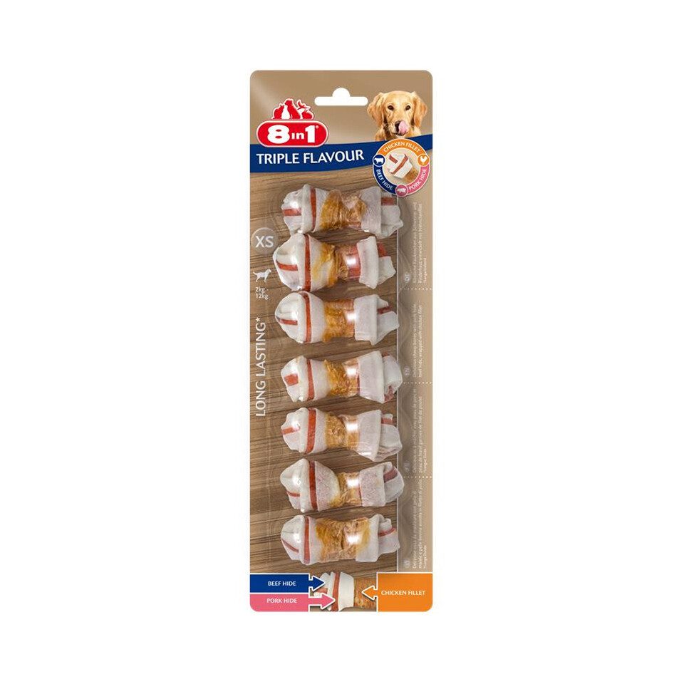 8in1 Triple Flavour XS - 7er Pack, Snack für: Hund