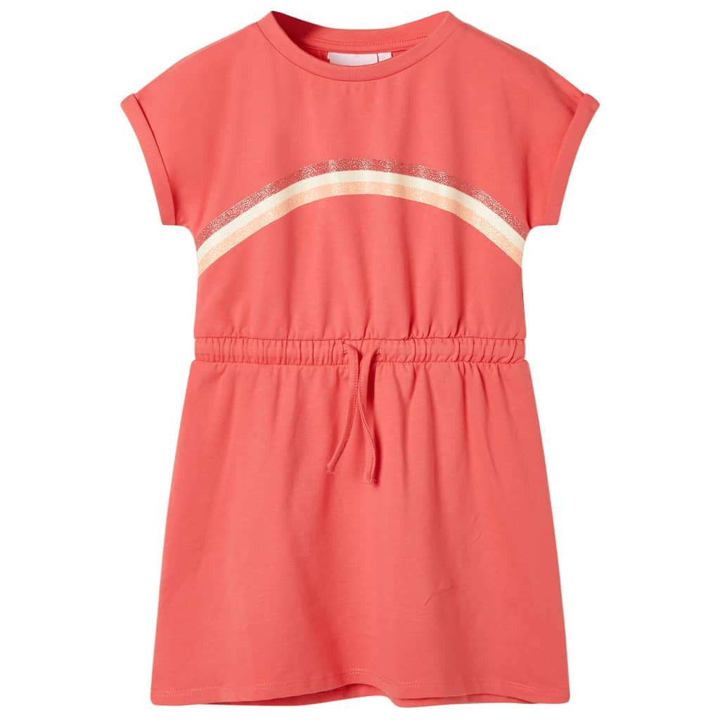 Druckkleid Kinderkleid mit Kordelzug Korallenrosa 128