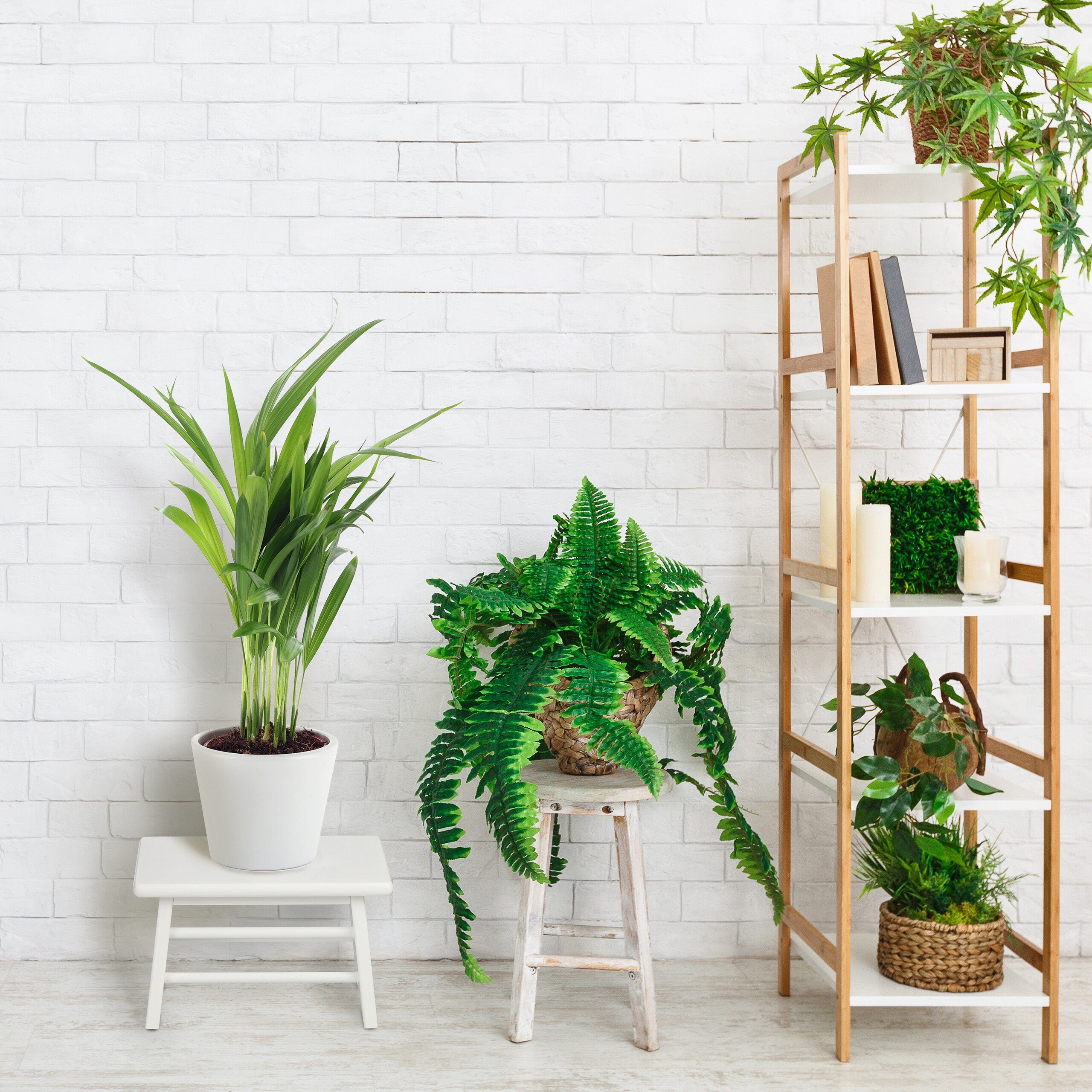 relaxdays Fußhocker Bambus Fußbank weiß günstig online kaufen