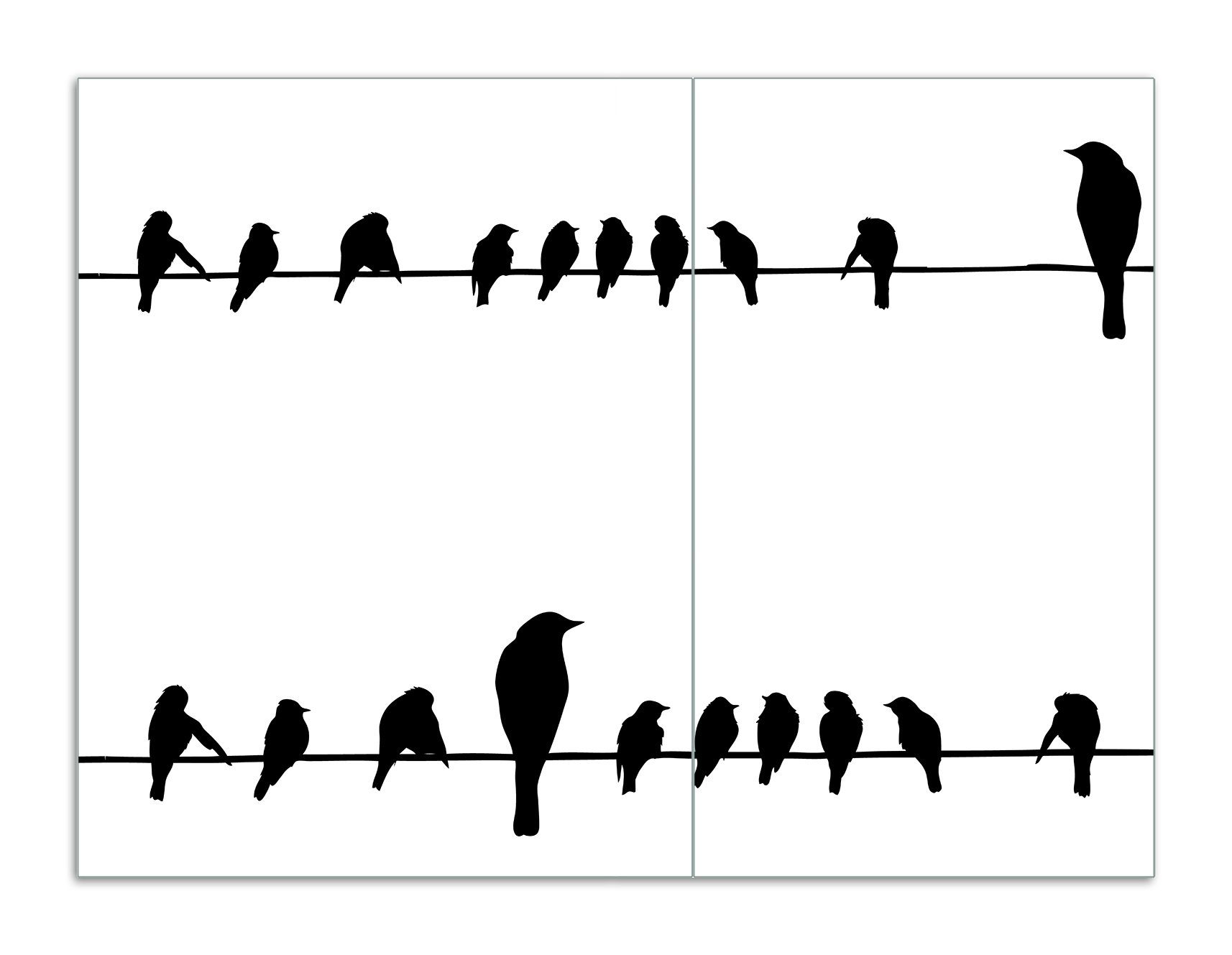 Wallario Herd-Abdeckplatte Vögel auf einer Stromleitung, ESG-Sicherheitsglas, (Glasplatte, 2 tlg., inkl. 5mm Noppen), verschiedene Größen