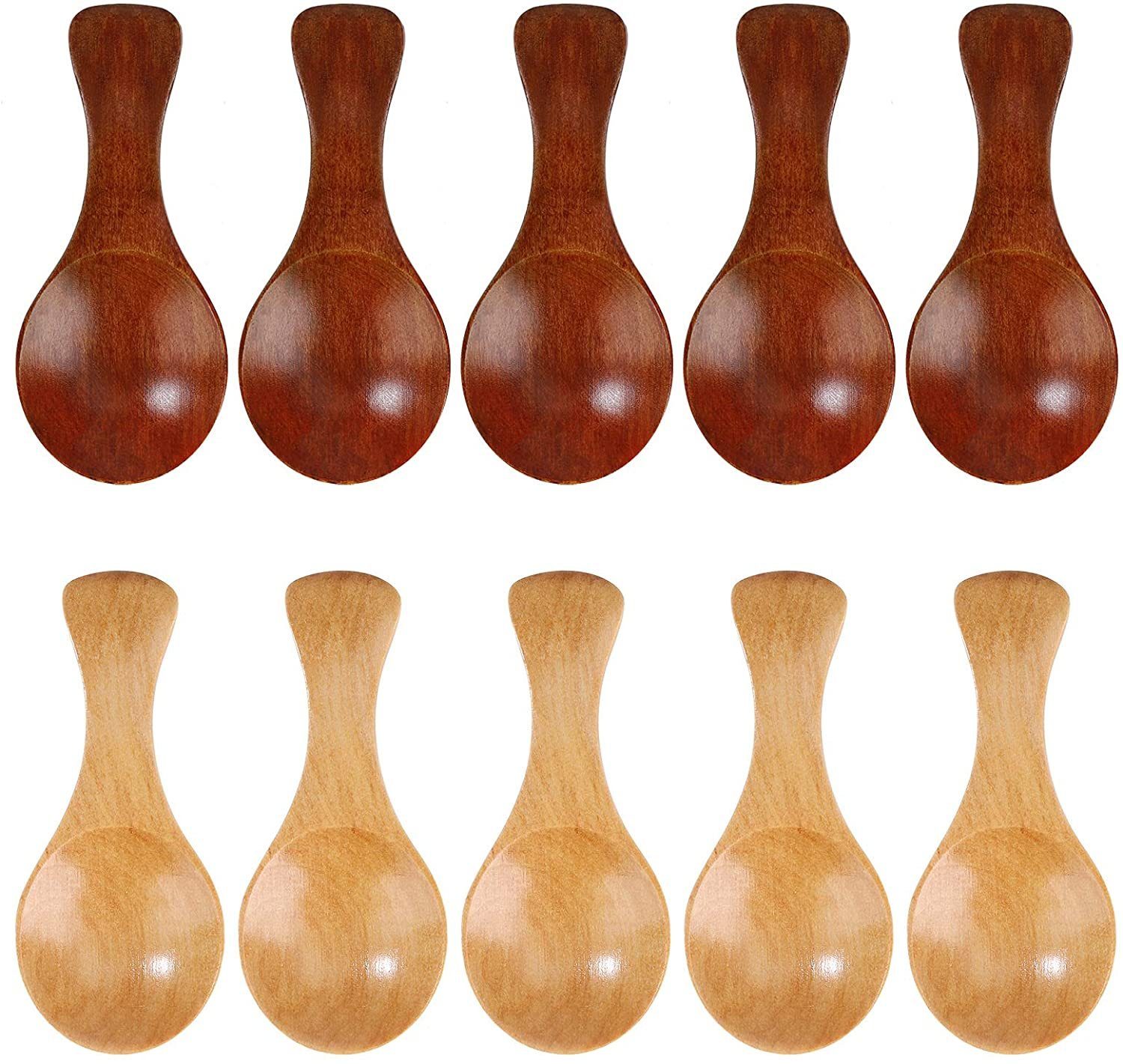 COOL-i ® Zehenkorrektor Mini Holzlöffel 10er Set,Kleine Löffel mit kurzem Griff, ideal, für Marmelade, Gewürze, Zucker, Honig, Kaffee, Tee, Senf