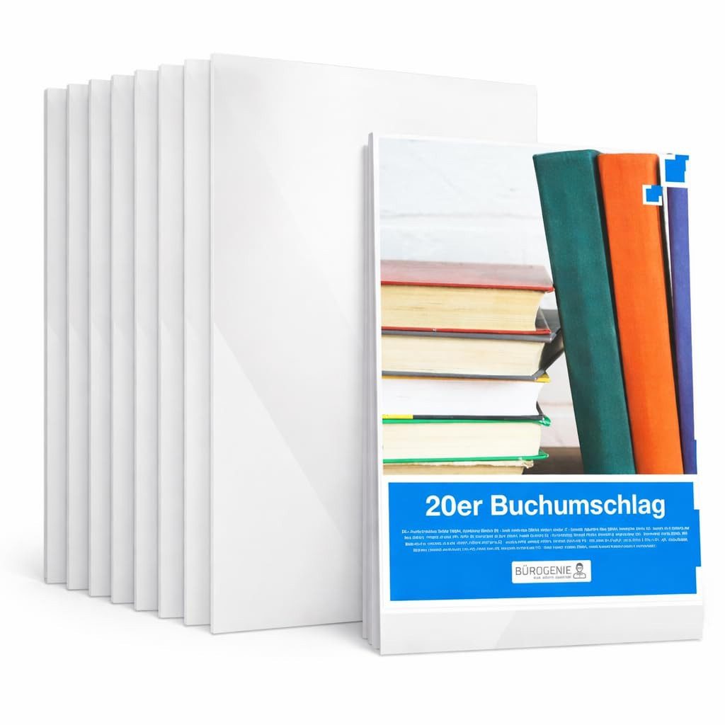 Bürogenie Schulheft 20x Buchumschlag transparent Umschlag & Hefthülle Buchschoner A4