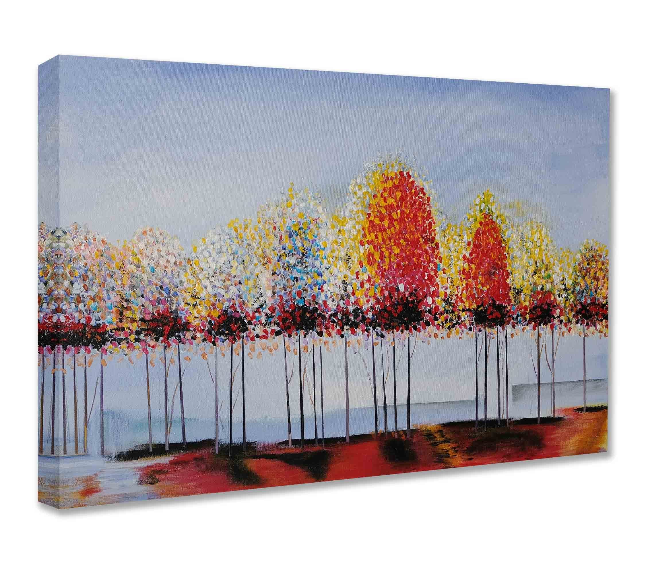 Leinwando Gemälde Acrylbilder auf Leinwand / Drei Acryl Bäume Bilder /  Abstrakte Wandbilder