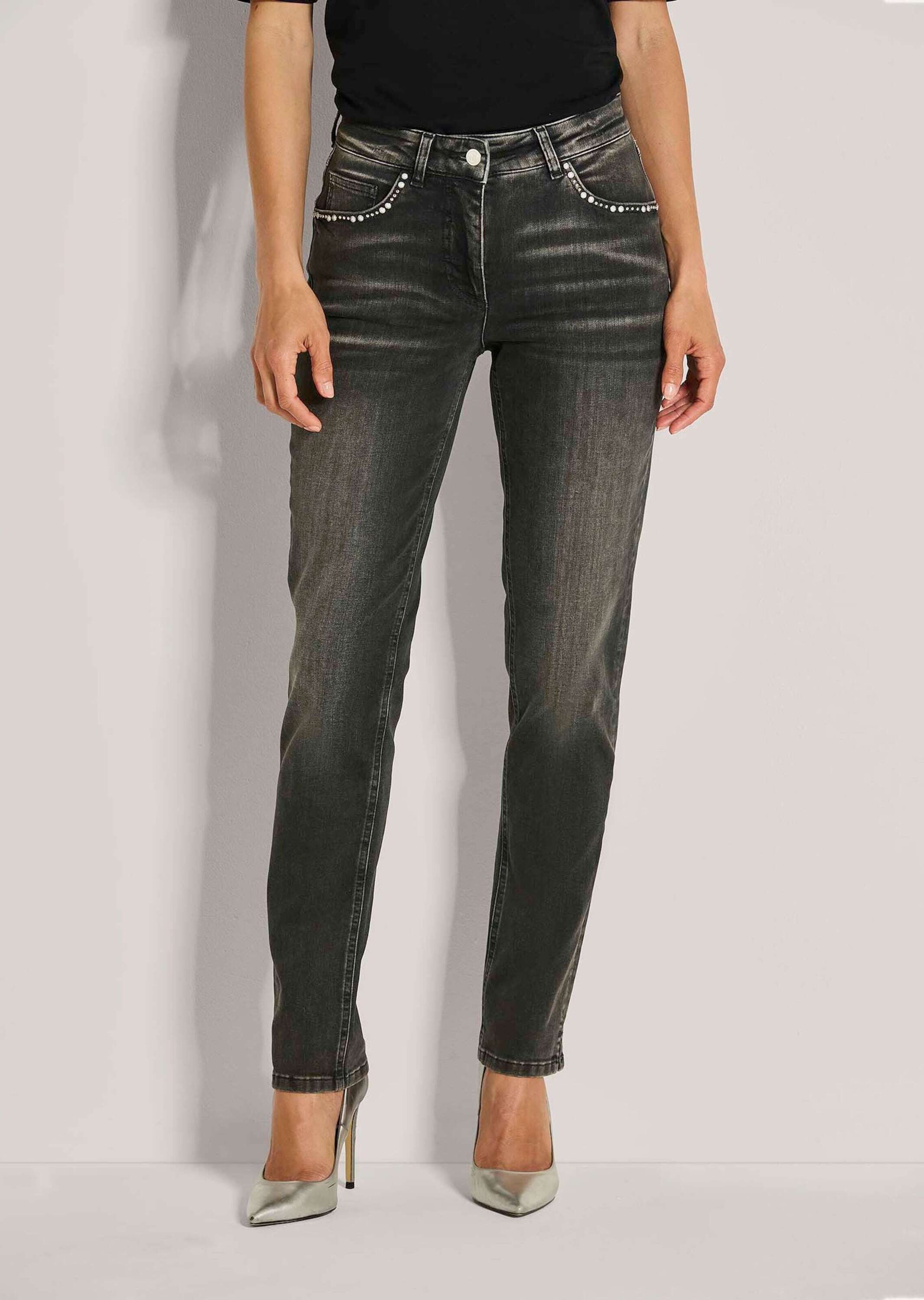 MADELEINE Gerade Jeans Schmale Five-Pocket-Jeans mit Glitzer Slim Fit Jeans günstig online kaufen