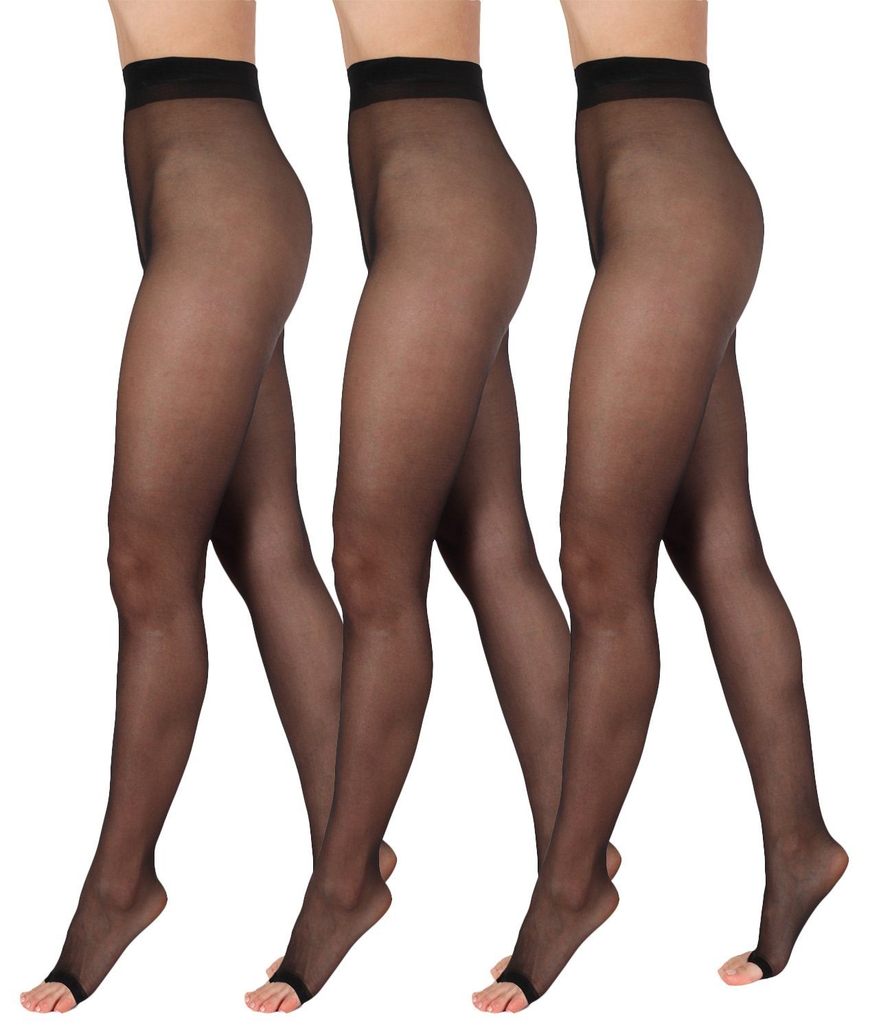 BANANALU Feinstrumpfhose zehenfreie weiche Strumpfhose Toeless transparent Open Toe 15 DEN (3 St)